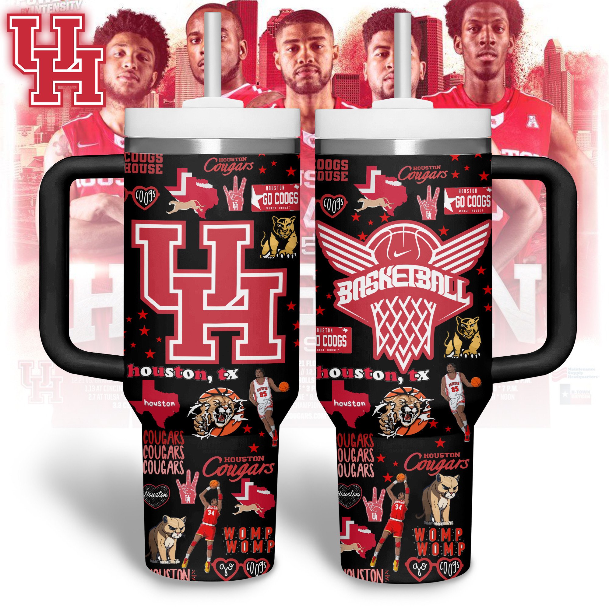 Houston Cougars football NCAA Stanley Tumbler With Handle Personalized Name St6193