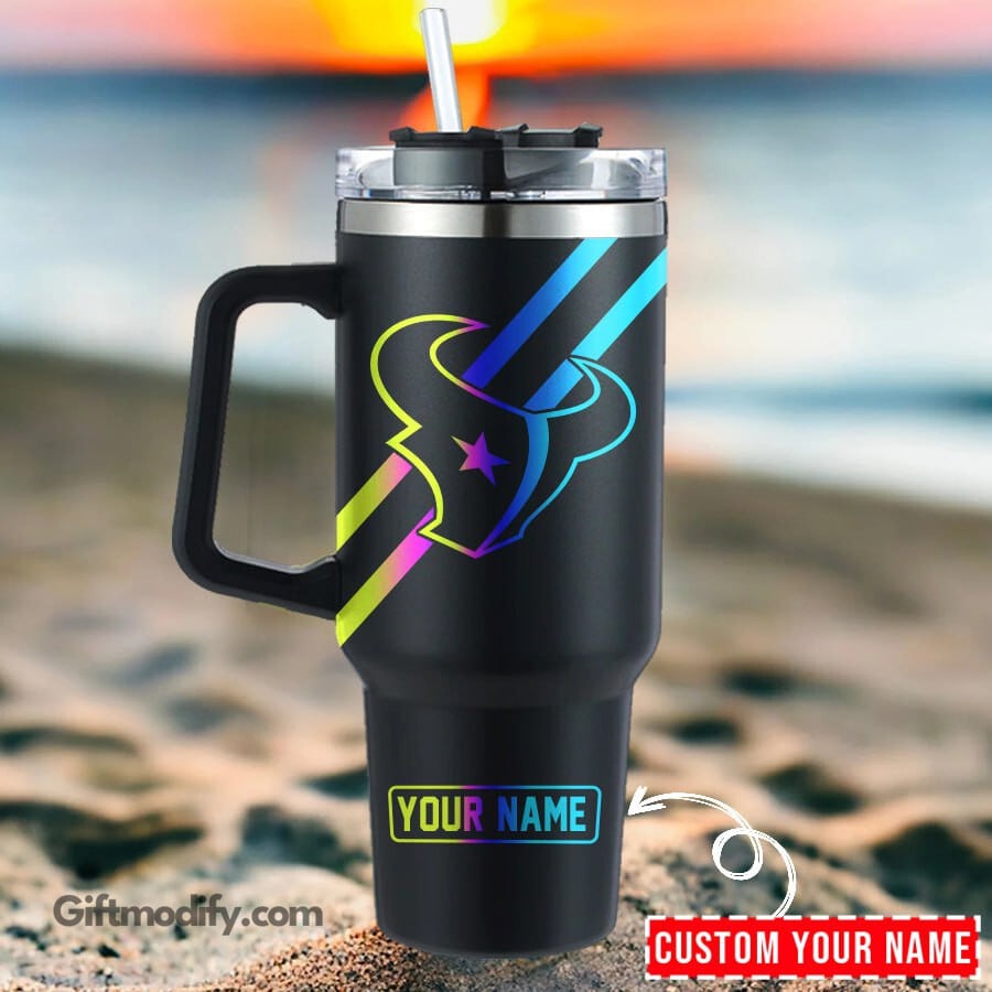 Houston Texans NFL Hologram Logo Stanley Tumbler With Handle Personalized Name St2640