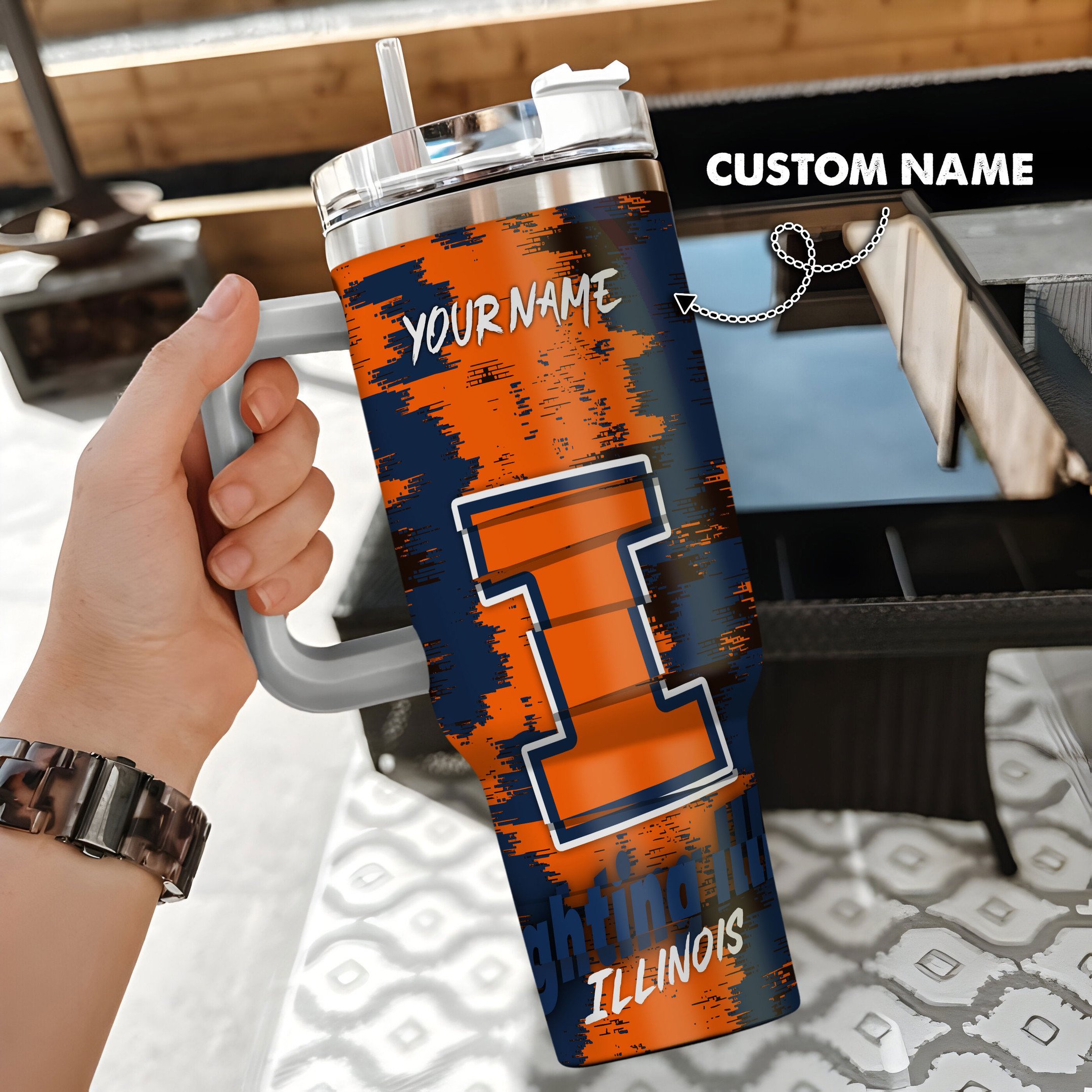 Illinois Fighting Illini Stanley Tumbler Personalized Name St2725