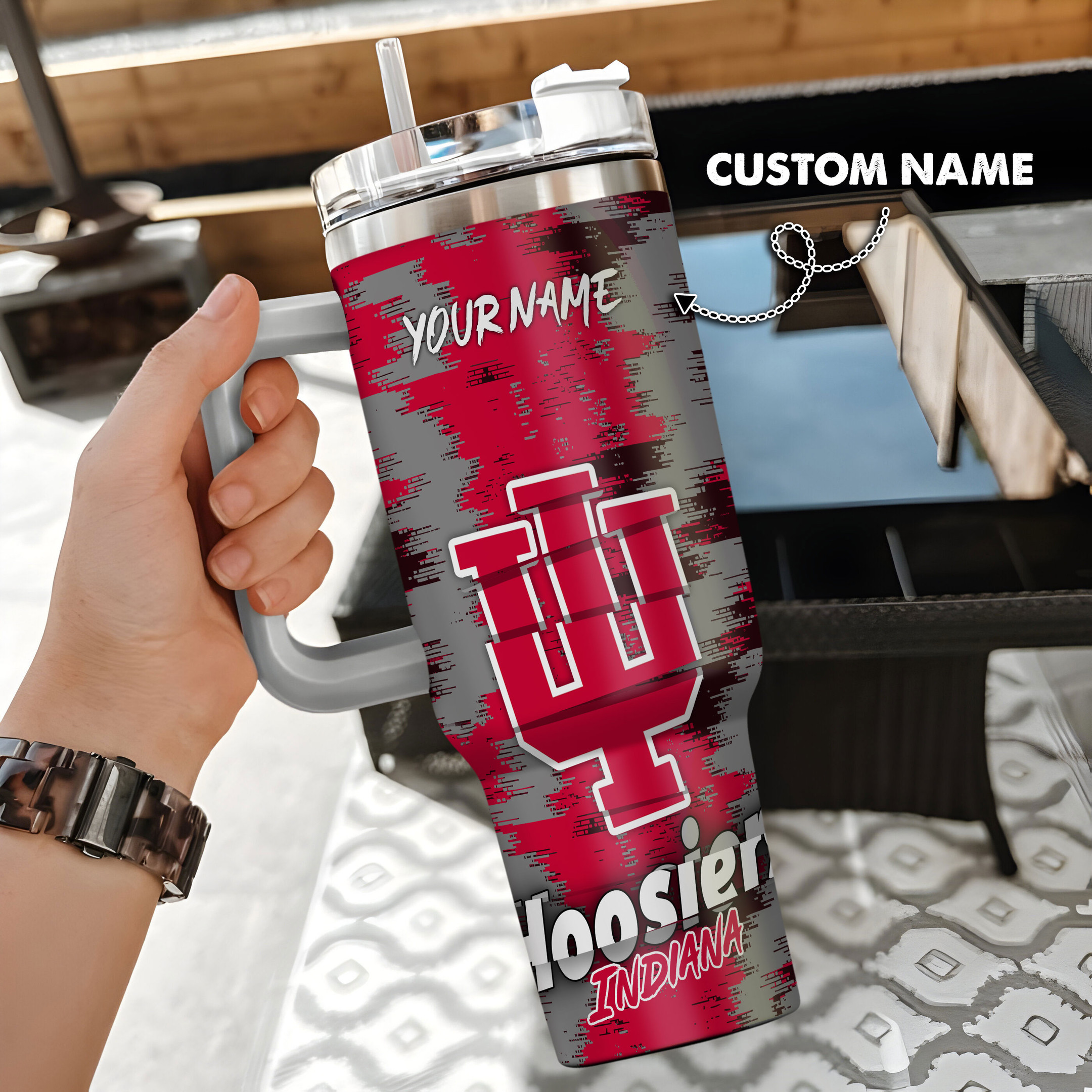 Indiana Hoosiers Stanley Tumbler Personalized Name St5104