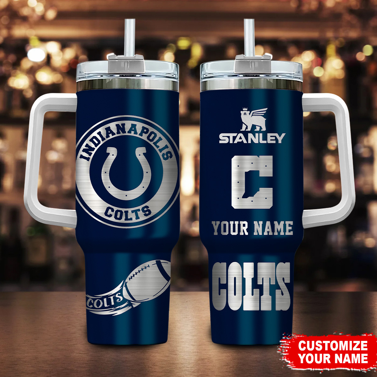 Indianapolis Colts NFL Stanley Tumbler With Handle Personalized Name St8290