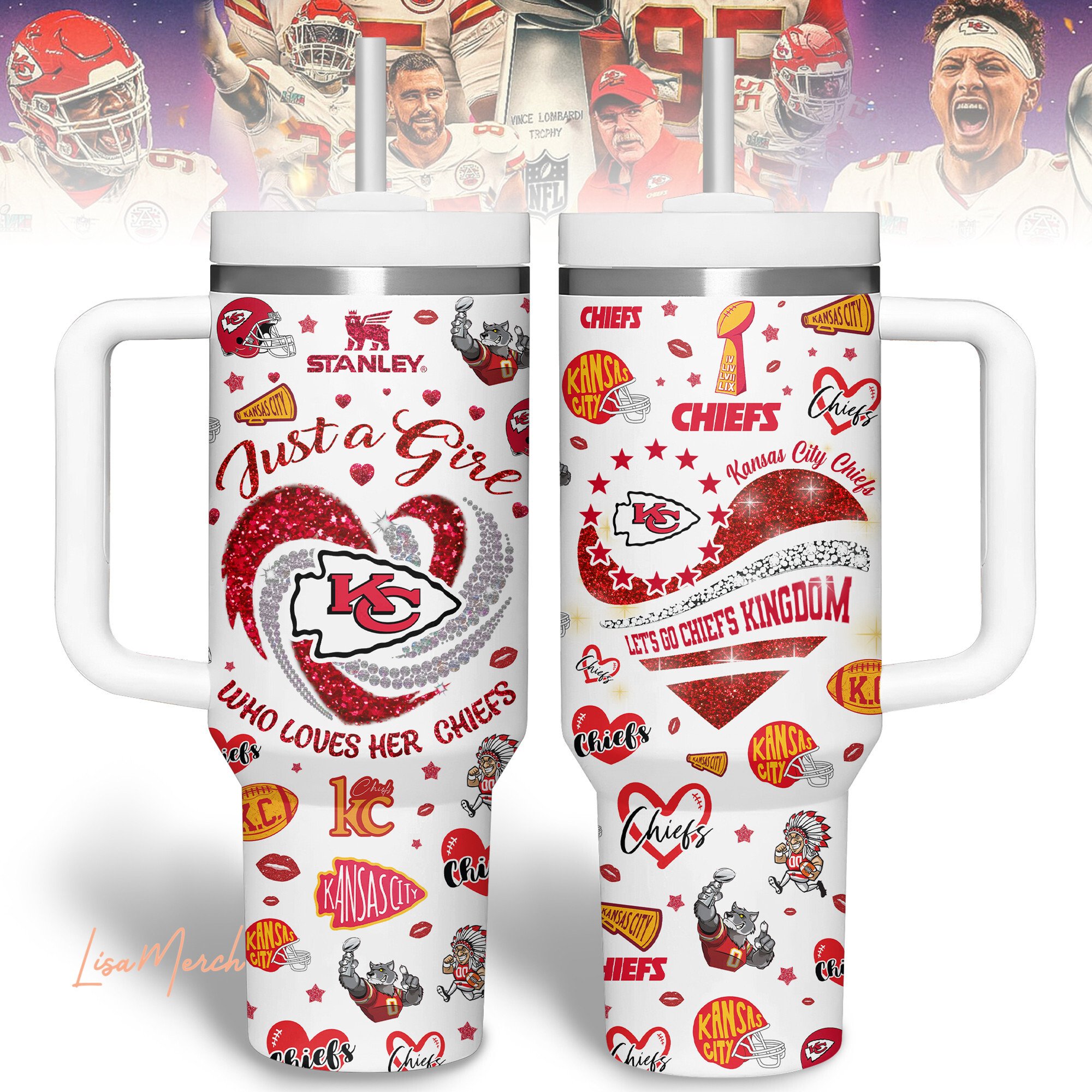 Kansas City Chiefs NFL Sports Stanley Tumbler With Handle Personalized Name St4591