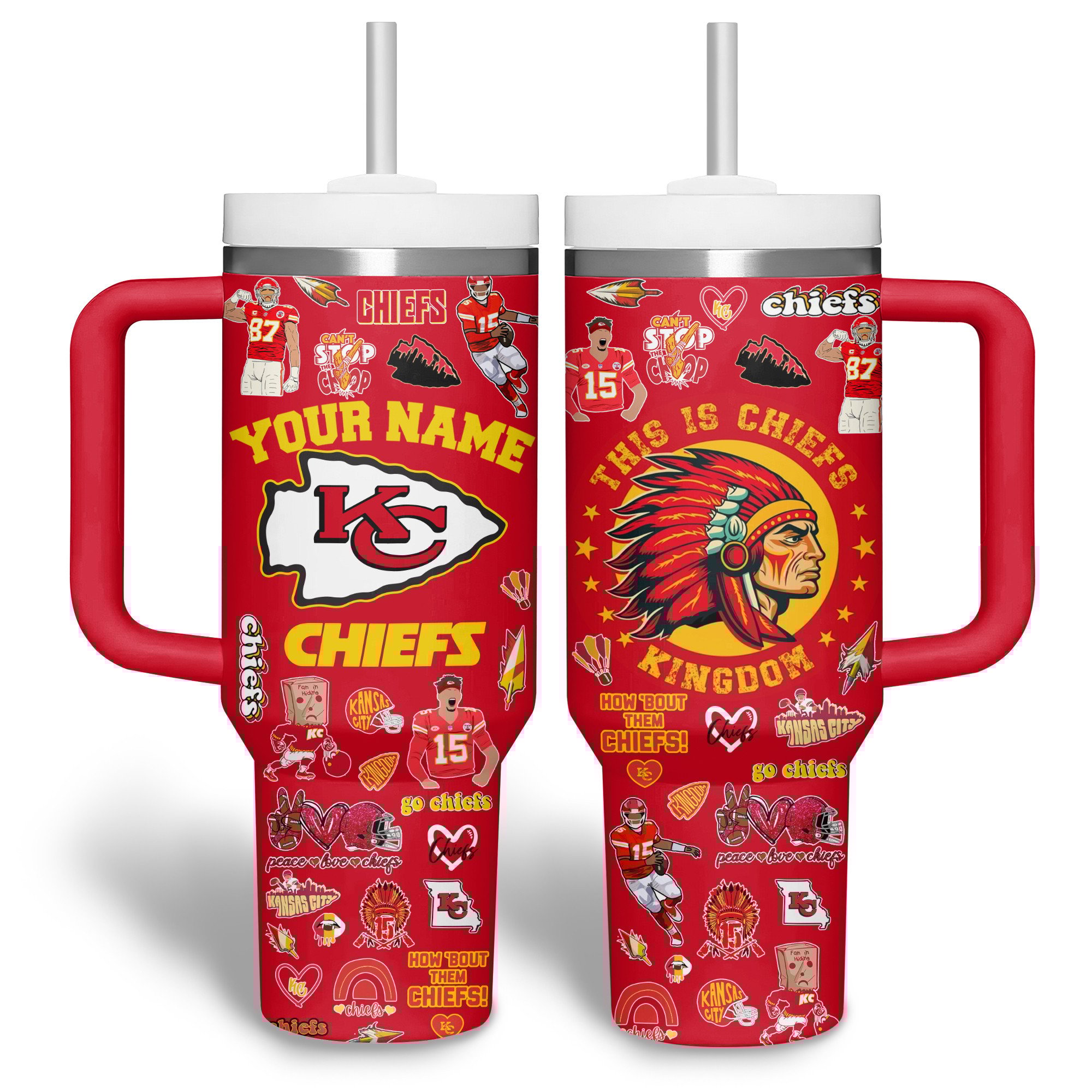 Kansas City Chiefs NFL Stanley Tumbler With Handle Personalized Name St1275