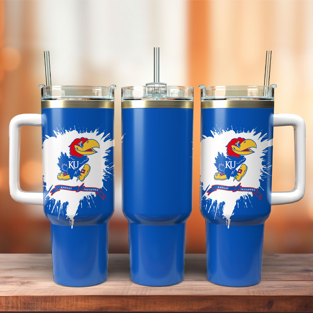 Kansas Jayhawks Basketball NCAA Sport Stanley Tumbler With Handle Personalized Name St5578
