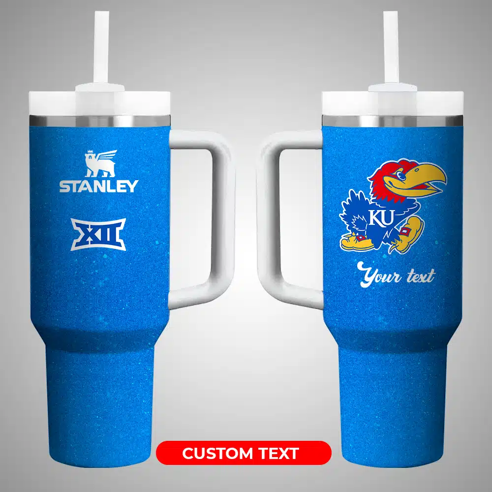 Kansas Jayhawks NCAA Stanley Tumbler With Handle Personalized Name St5988