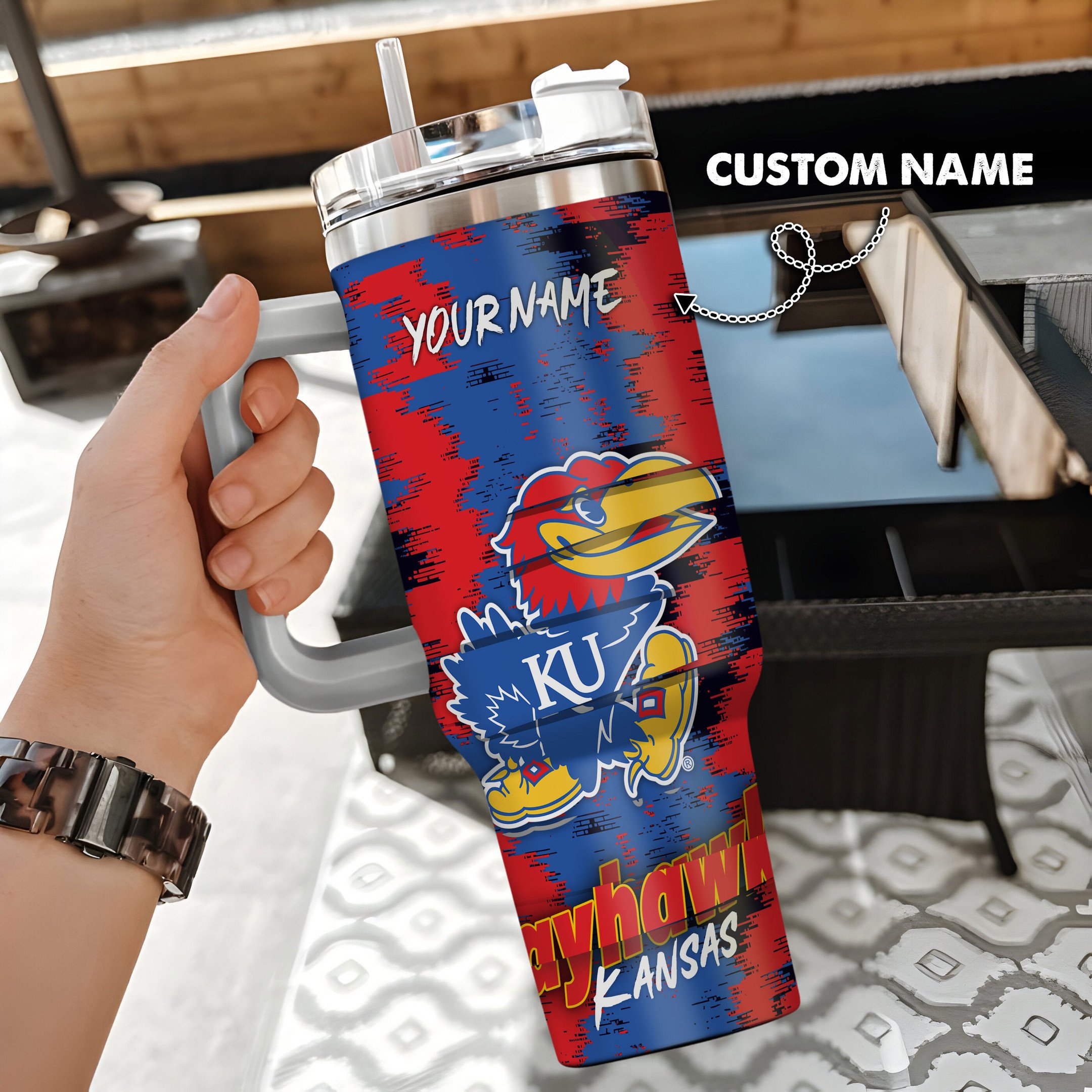 Kansas Jayhawks Stanley Tumbler Personalized Name St4024