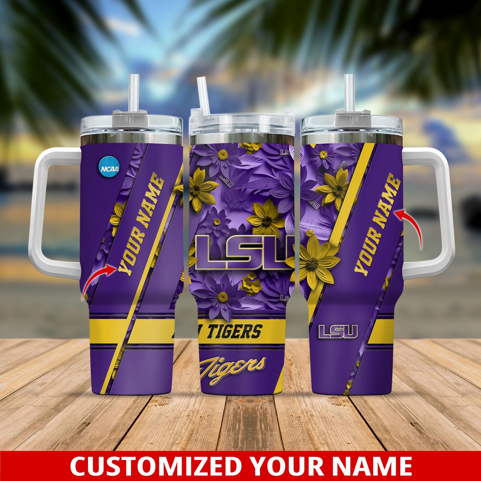 LSU TIGERS NCAA Stanley Tumbler With Handle Personalized Name St4186