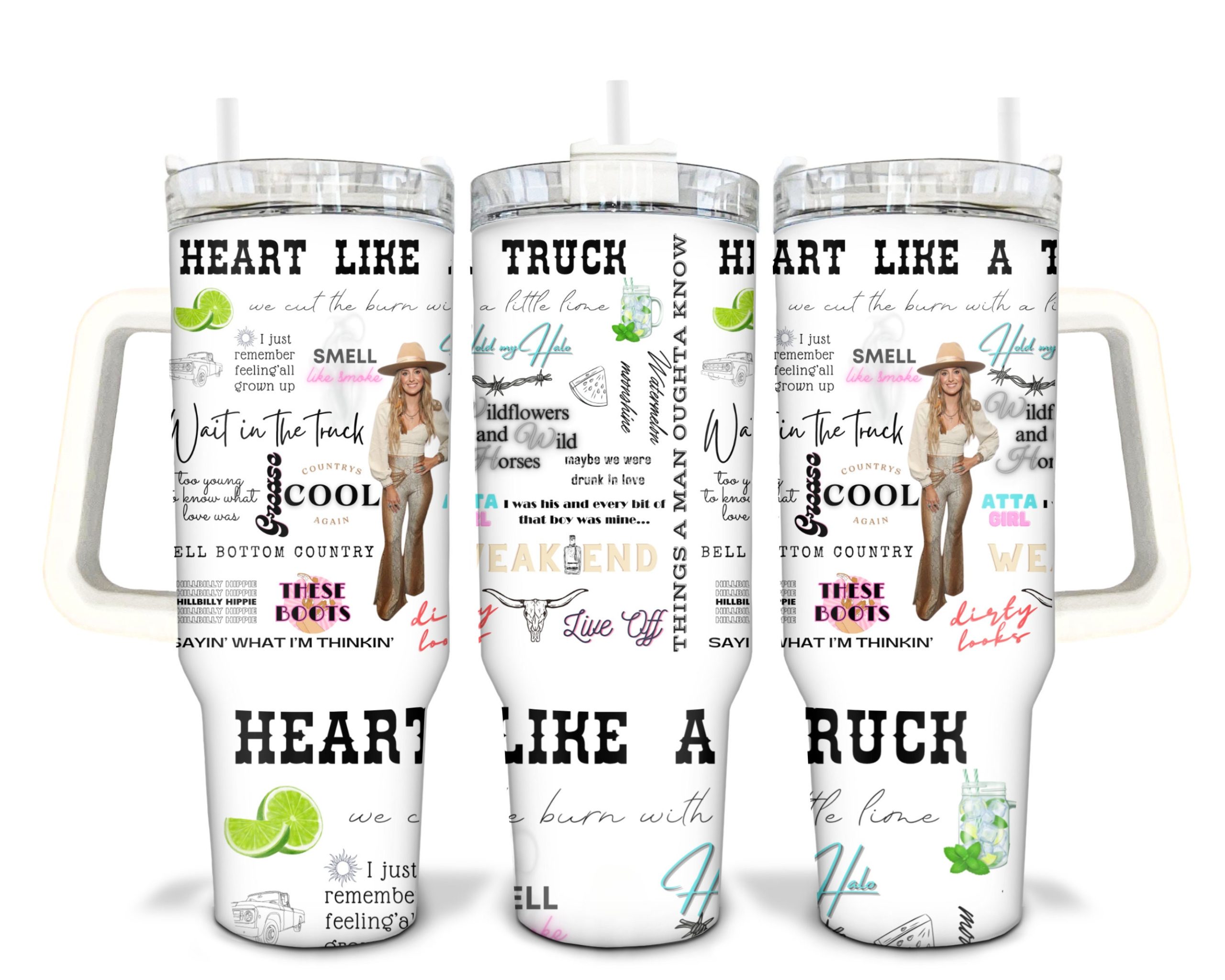 Lainey Wilson Heart Like a Truck Music Stanley Tumbler With Handle Personalized Name St2091