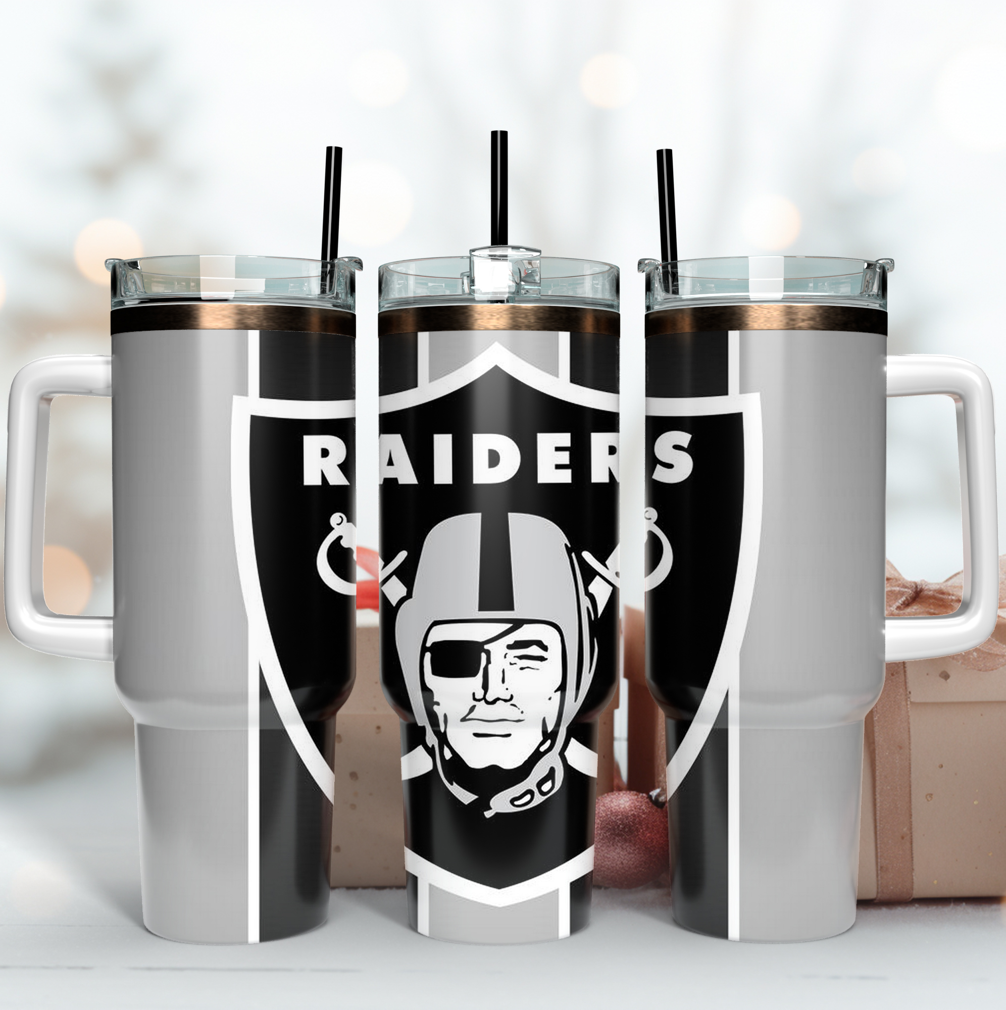 Las Vegas Raiders NFL Stanley Tumbler With Handle Personalized Name St2346