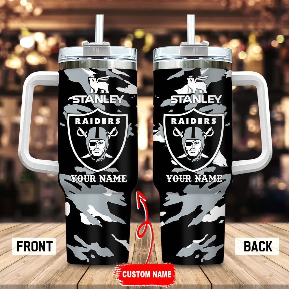 Las Vegas Raiders NFL Stanley Tumbler With Handle Personalized Name St3366