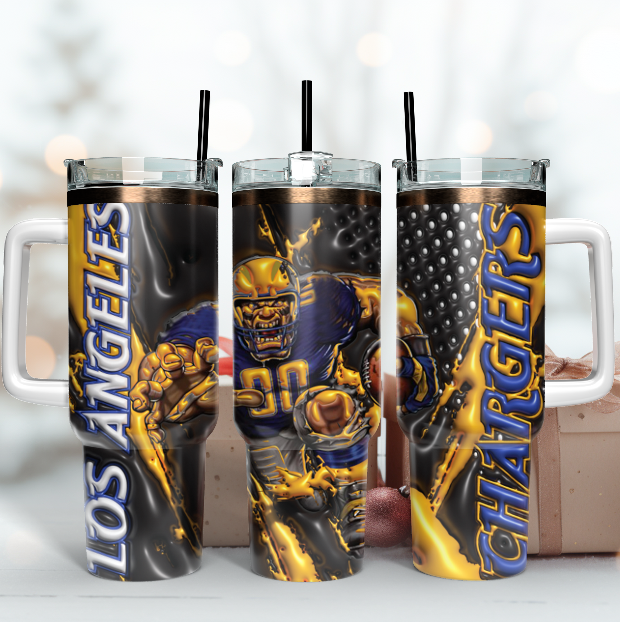Los Angeles Chargers NFL Mascot Stanley Tumbler With Handle Personalized Name St7956