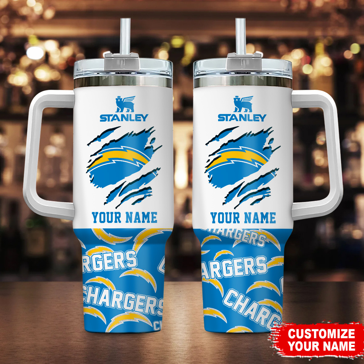 Los Angeles Chargers NFL Stanley Tumbler With Handle Personalized Name St6679