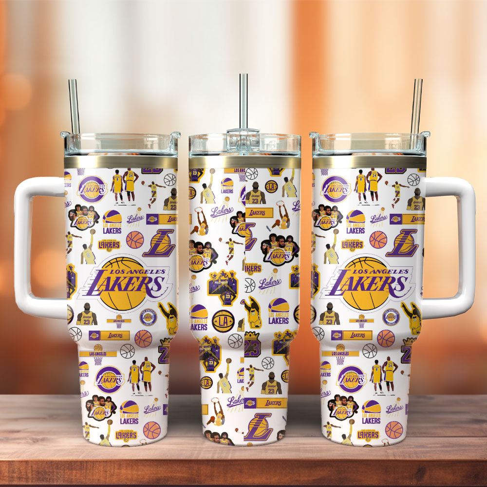 Los Angeles Lakers NBA Basketball Stanley Tumbler With Handle Personalized Name St9388