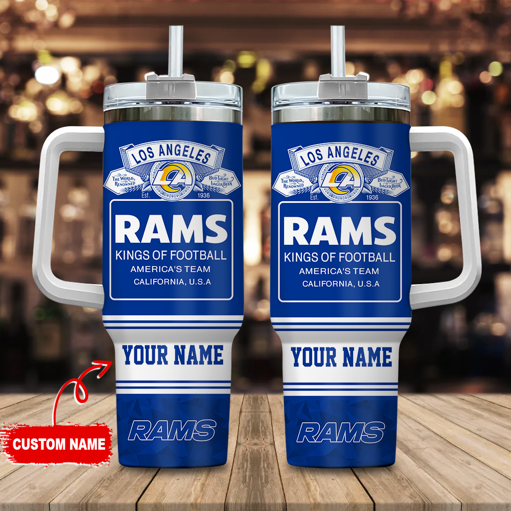 Los Angeles Rams NFL Bud Light Stanley Tumbler With Handle Personalized Name St3087