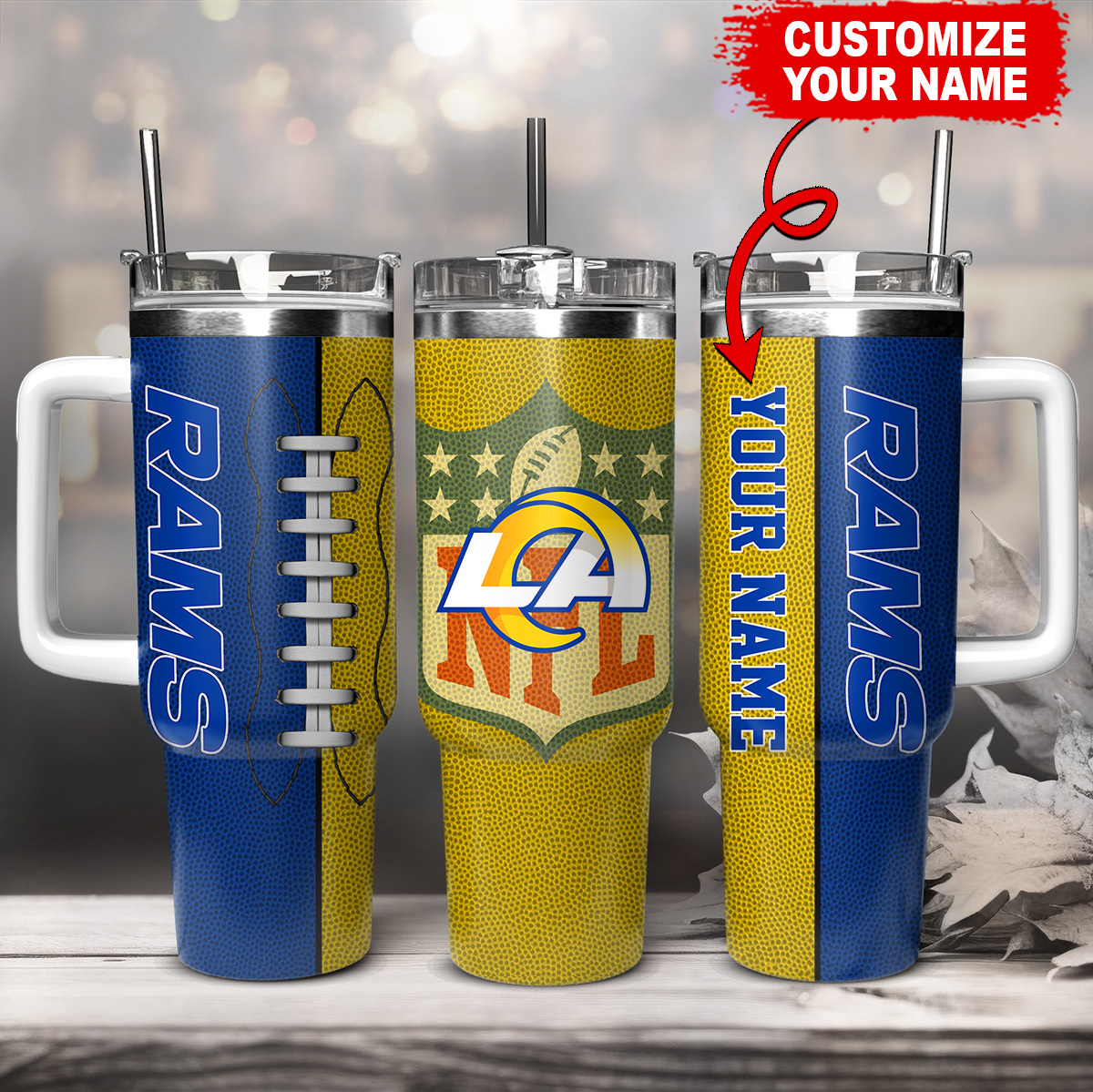 Los Angeles Rams NFL Stanley Tumbler With Handle Personalized Name St9798