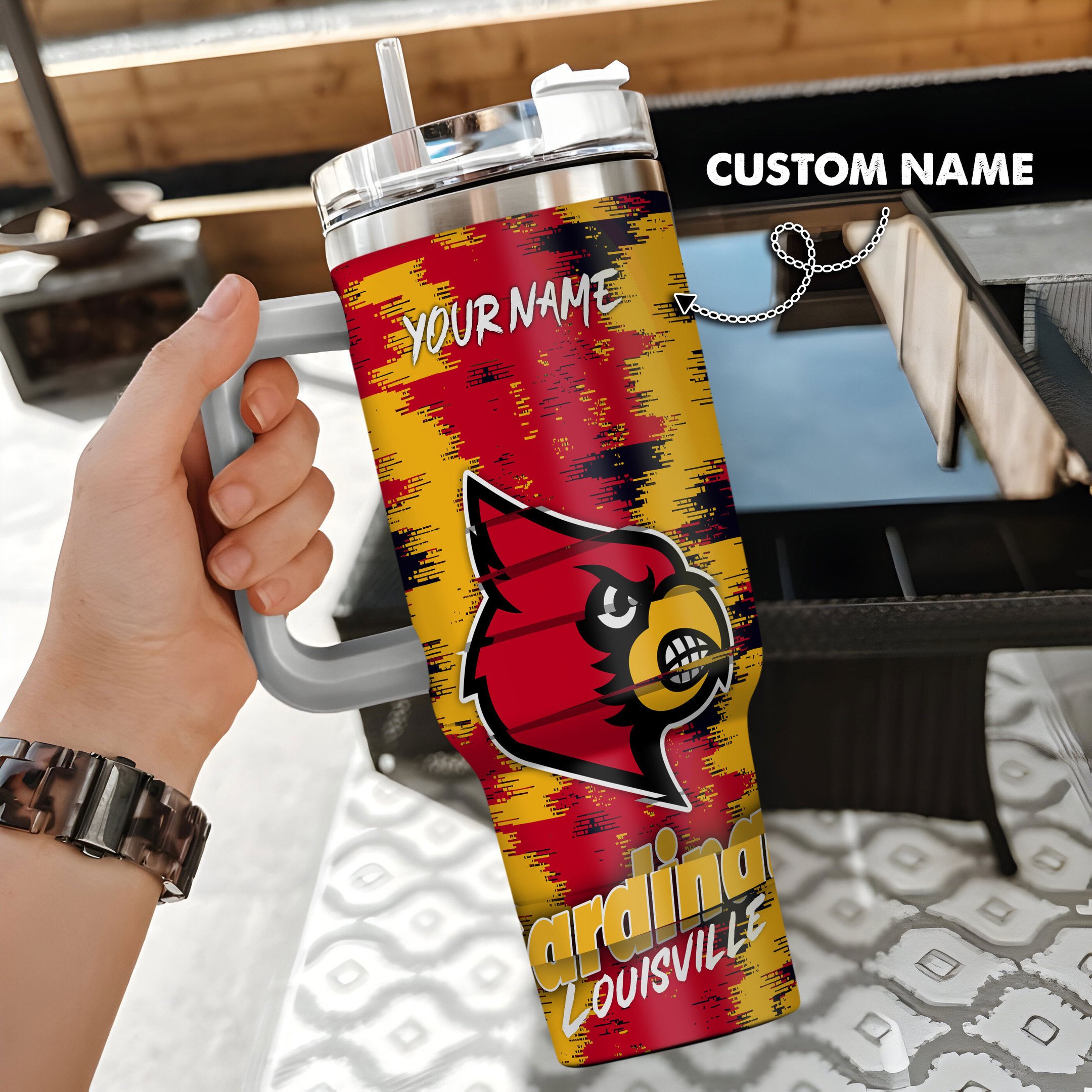 Louisville Cardinals Stanley Tumbler Personalized Name St1114