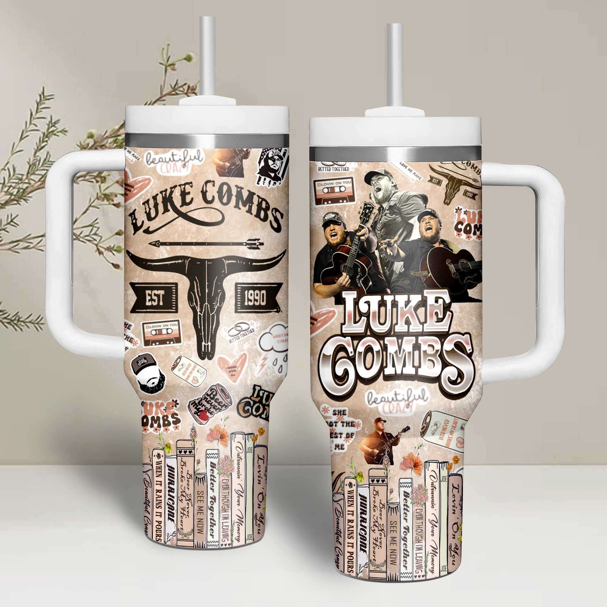 Luke Combs Music Stanley Tumbler With Handle Personalized Name St8020