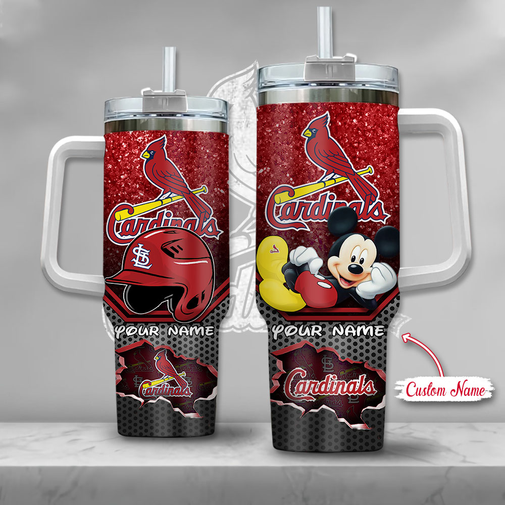 MLB St Louis Cardinals Mickey Mouse Stanley Tumbler With Handle Personalized Name St2147