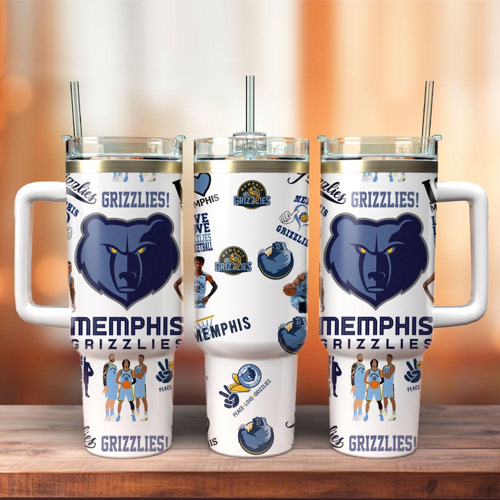 Memphis Grizzlies NBA Sports Stanley Tumbler With Handle Personalized Name St4872