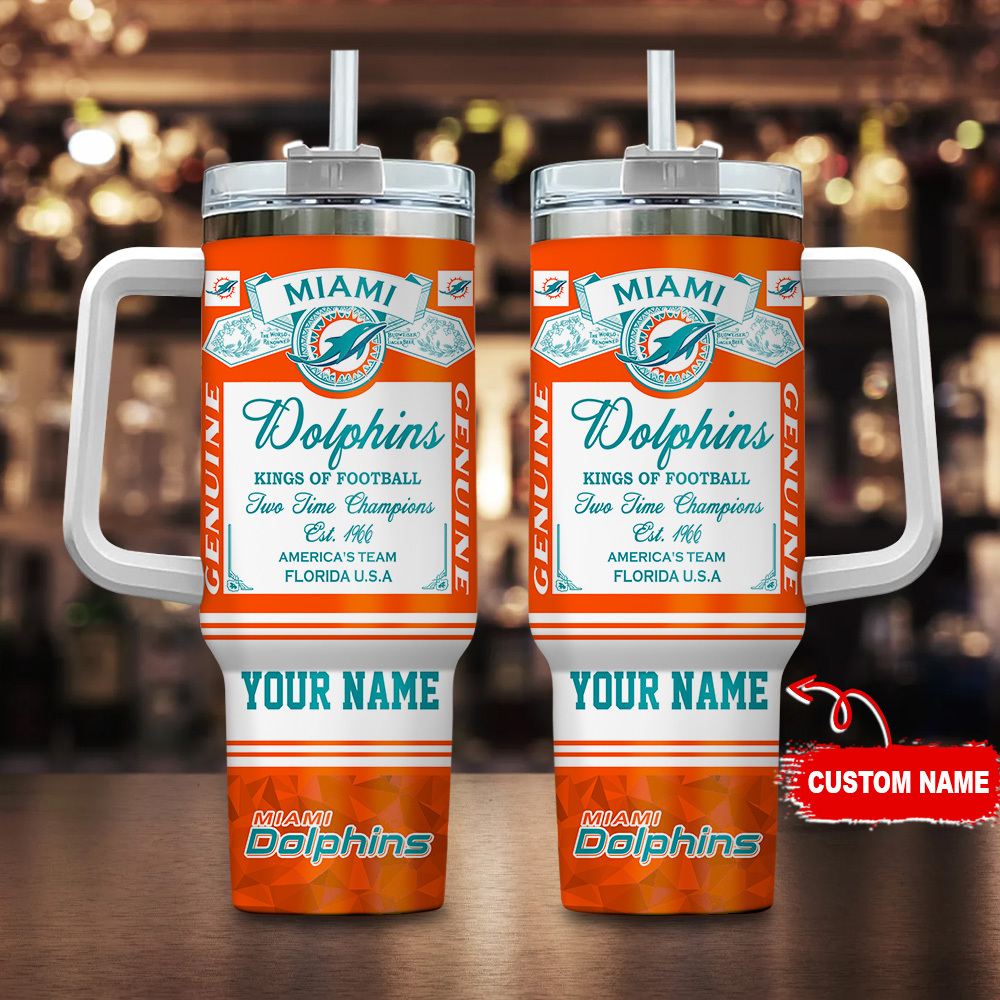 Miami Dolphins NFL Kings of Football Stanley Tumbler With Handle Personalized Name St8020