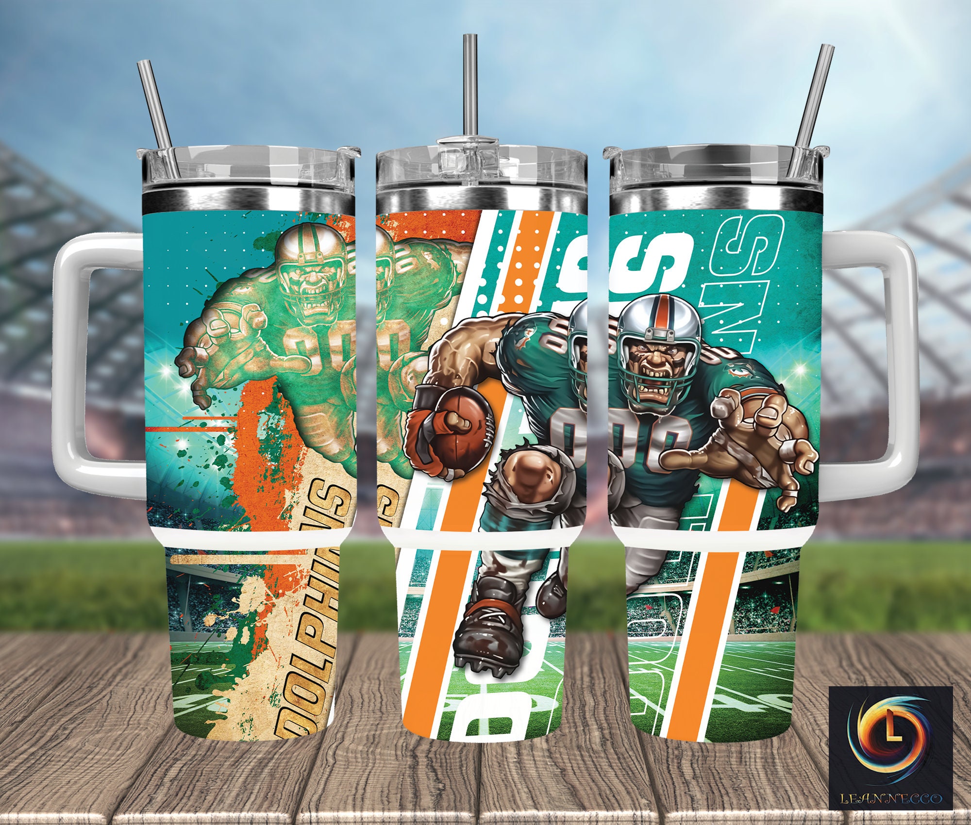 Miami Dolphins NFL Mascot Stanley Tumbler With Handle Personalized Name St7192