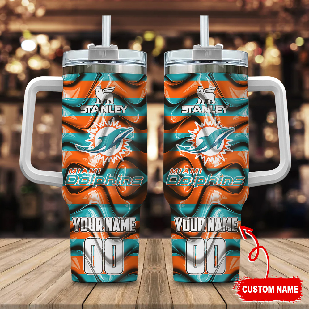 Miami Dolphins NFL Stanley Tumbler With Handle Personalized Name St2314