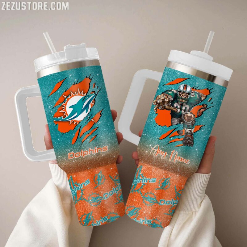 Miami Dolphins NFL Stanley Tumbler With Handle Personalized Name St4653