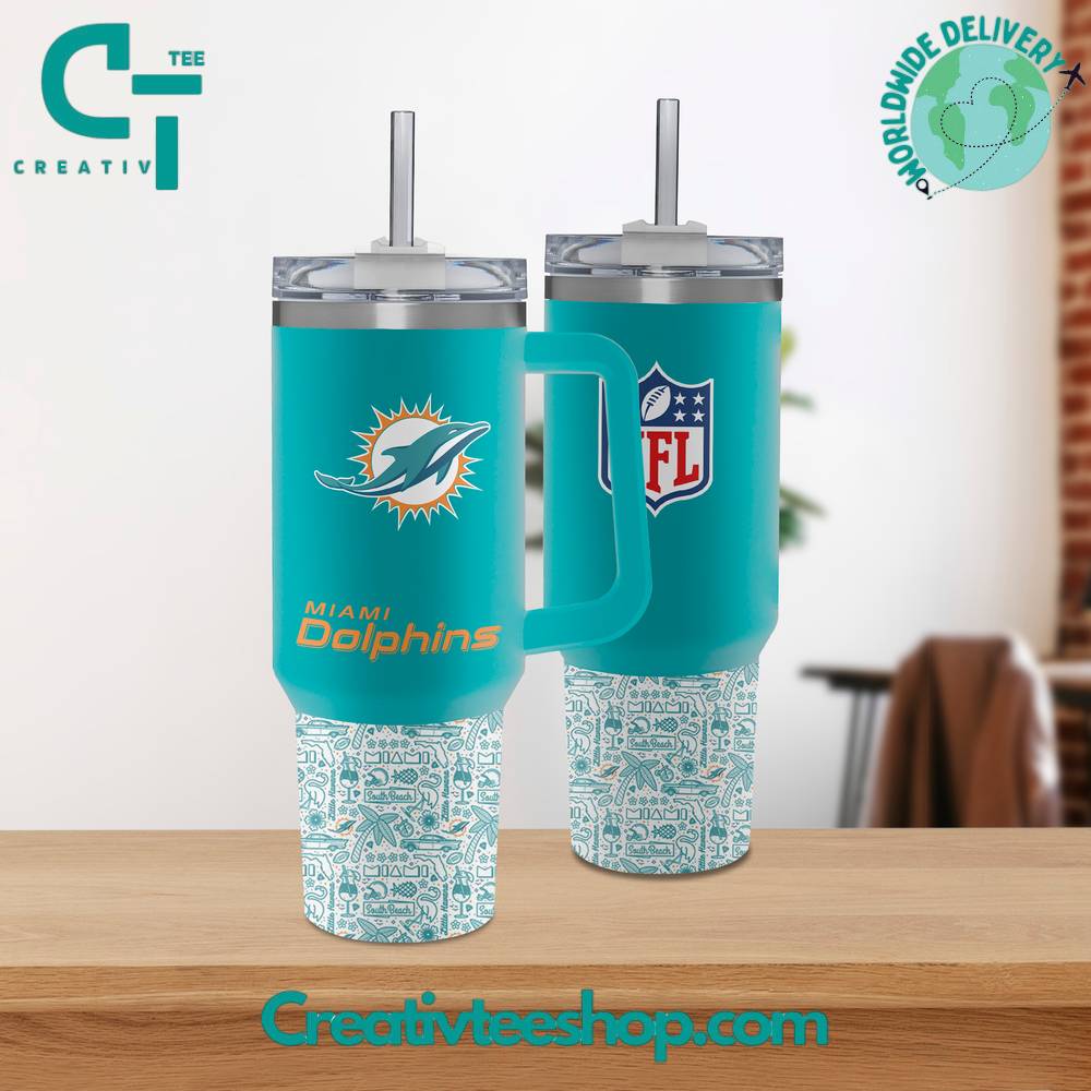 Miami Dolphins NFL Stanley Tumbler With Handle Personalized Name St5099