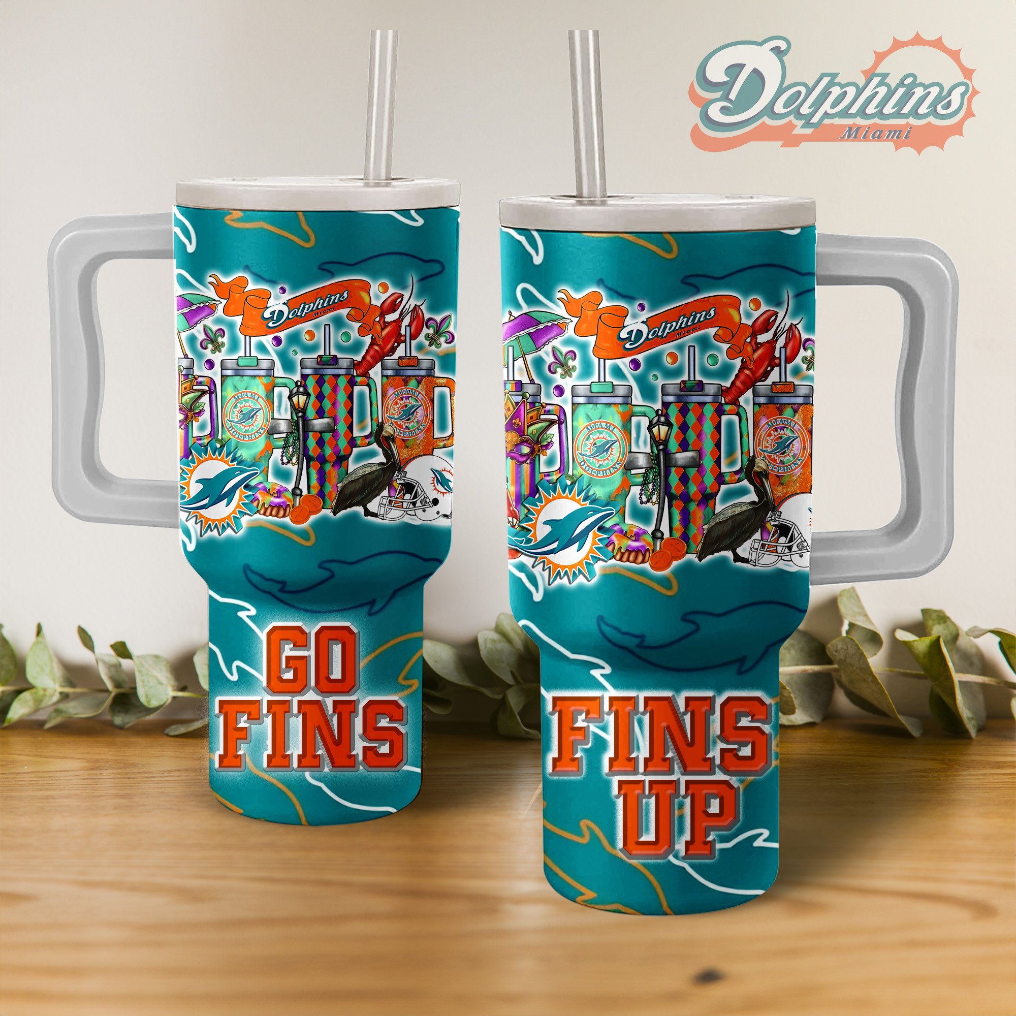 Miami Dolphins NFL Stanley Tumbler With Handle Personalized Name St5502