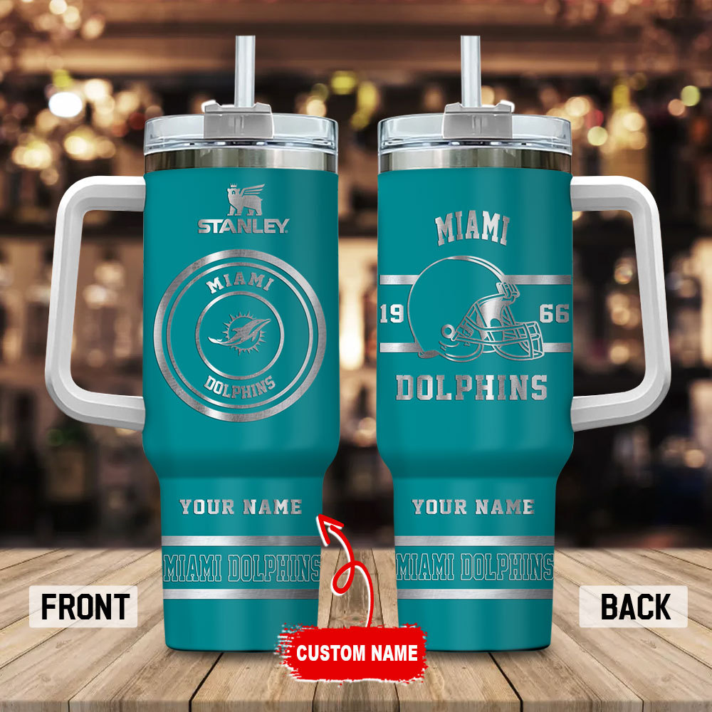 Miami Dolphins NFL Stanley Tumbler With Handle Personalized Name St8172