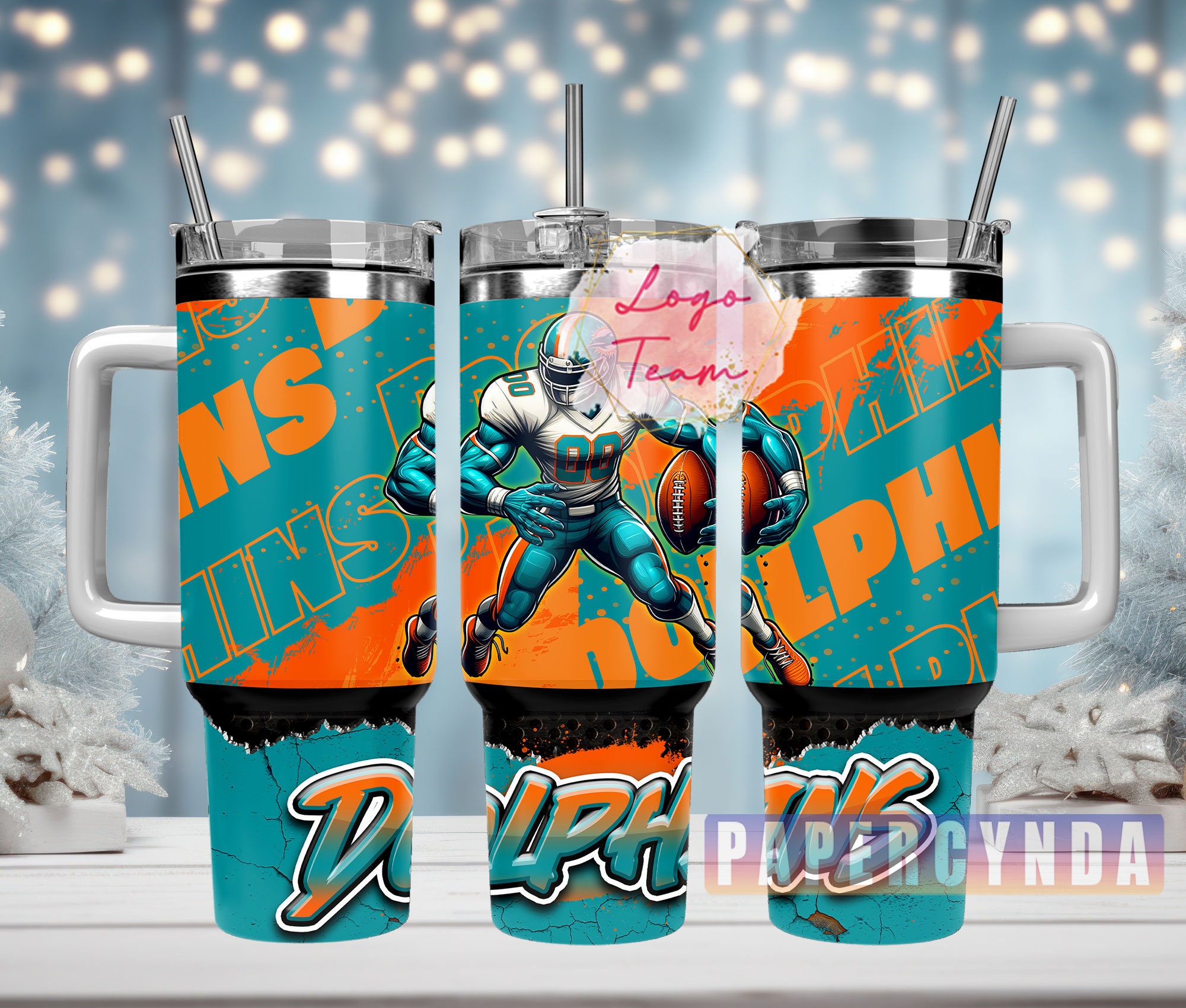 Miami Dolphins Stanley Tumbler With Handle Personalized Name St9618