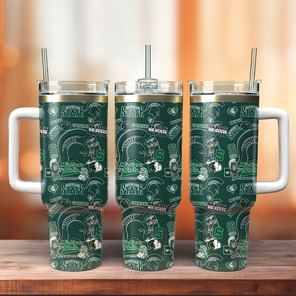 Michigan State Spartans NCAA Sport Stanley Tumbler With Handle Personalized Name St9798