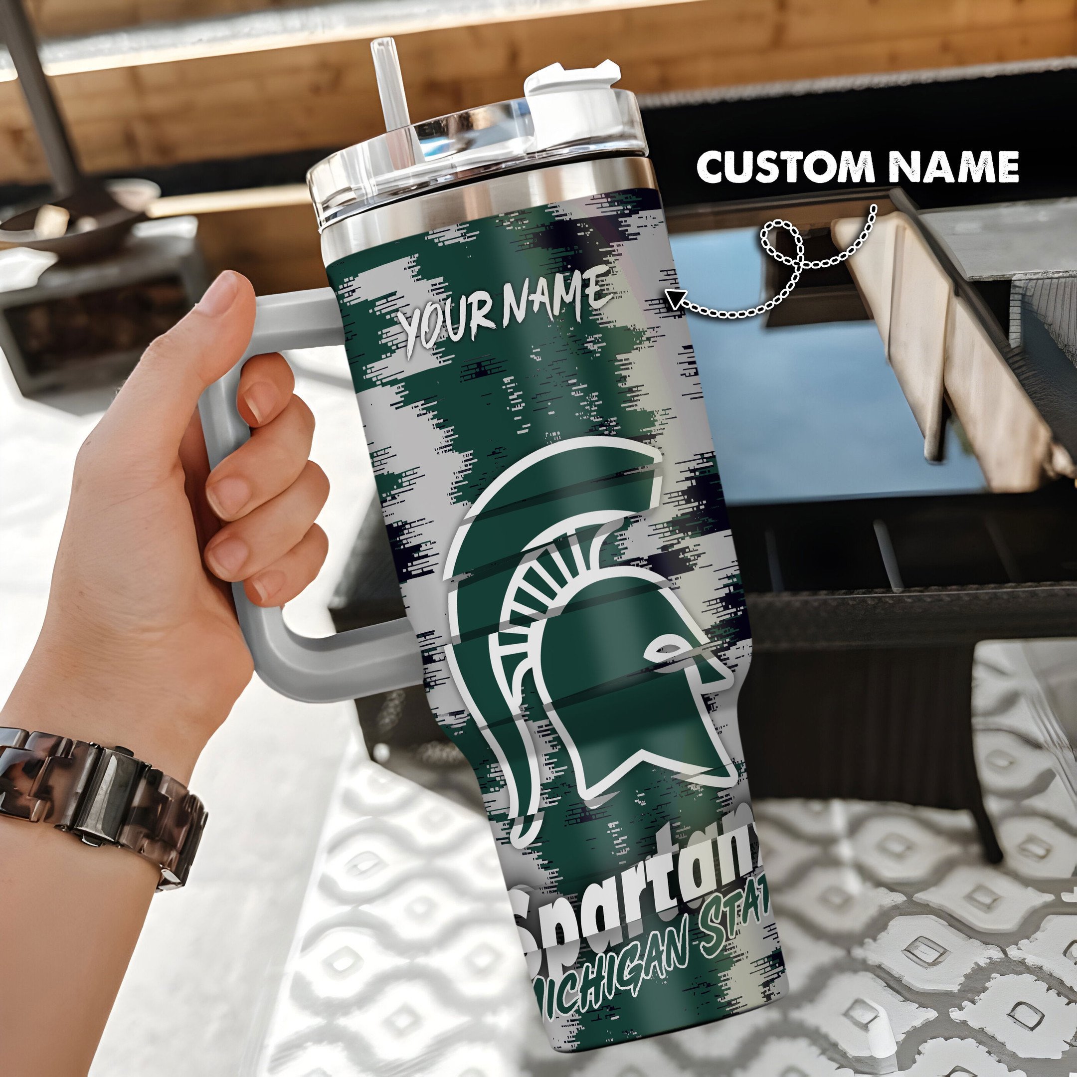 Michigan State Spartans Stanley Tumbler Personalized Name St3992