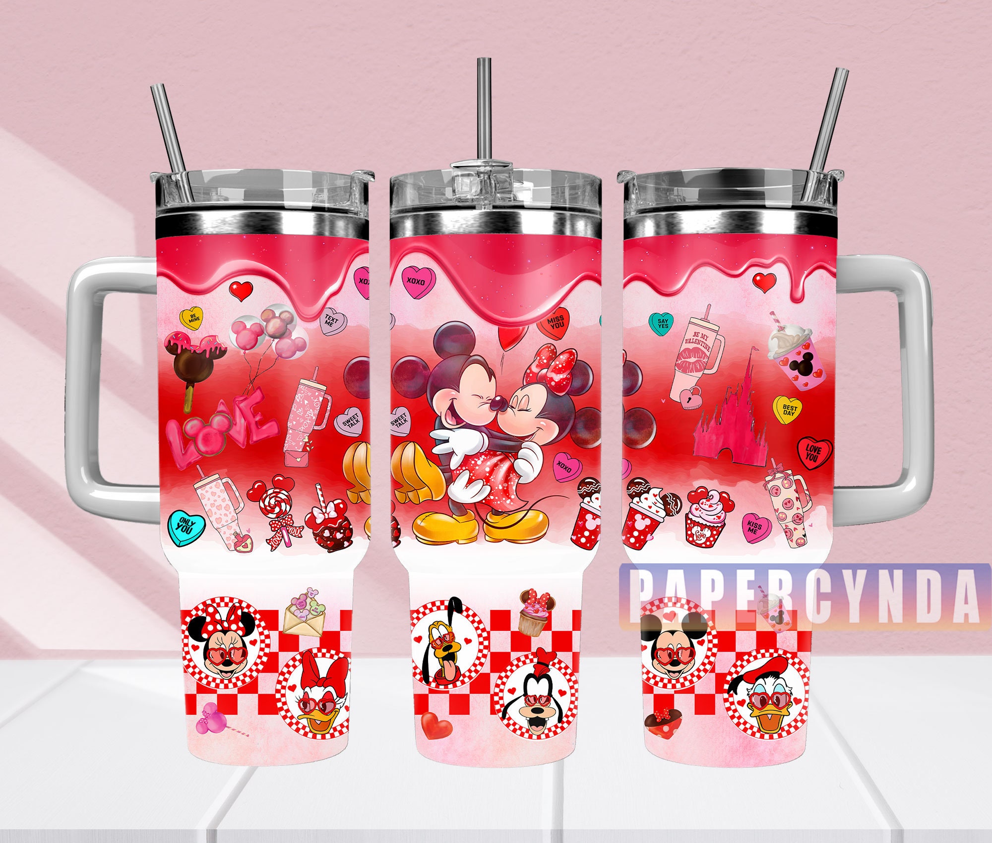 Mickey And Minnie Stanley Tumbler With Handle Personalized Name St3357