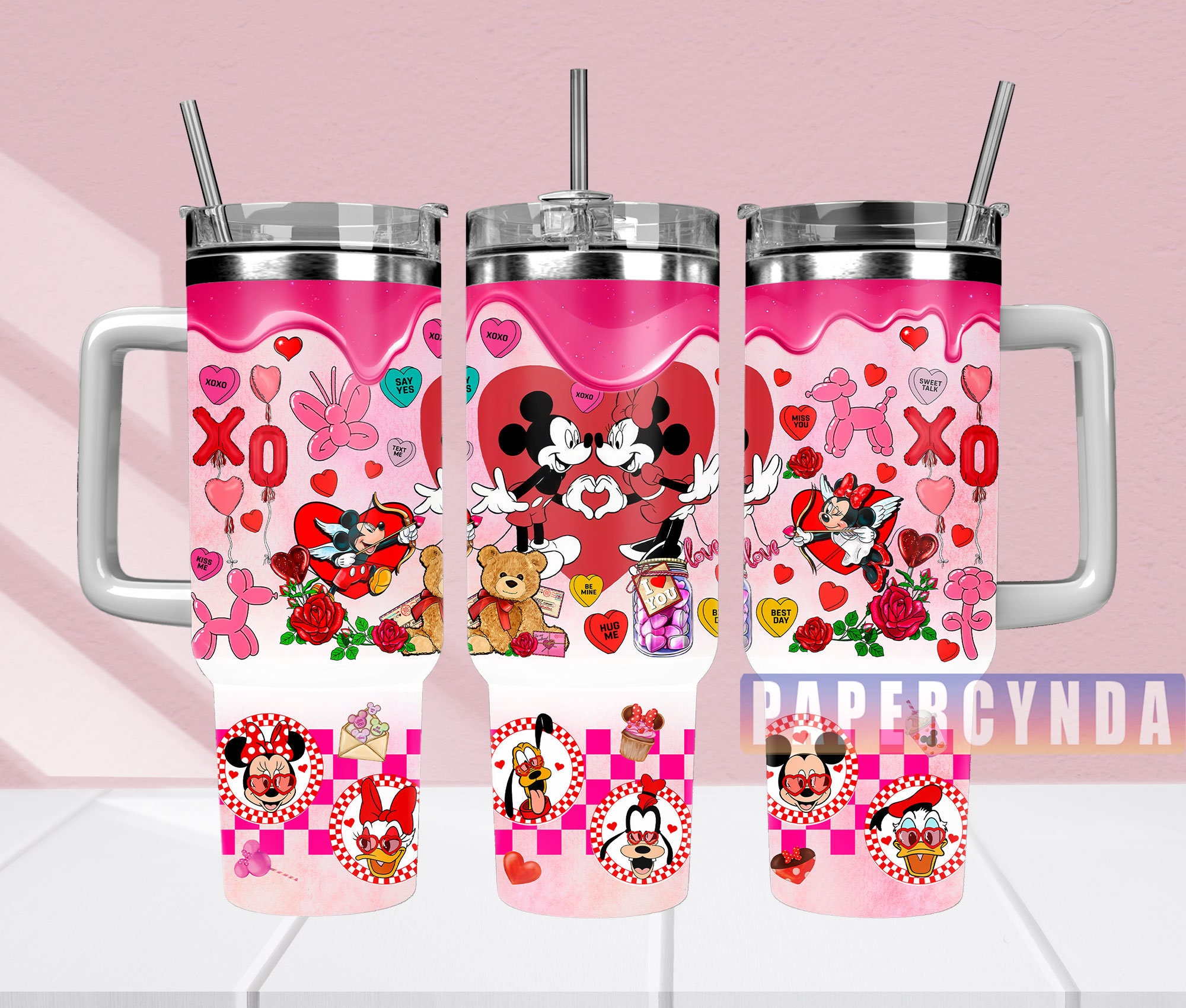 Mickey And Minnie Stanley Tumbler With Handle Personalized Name St4569