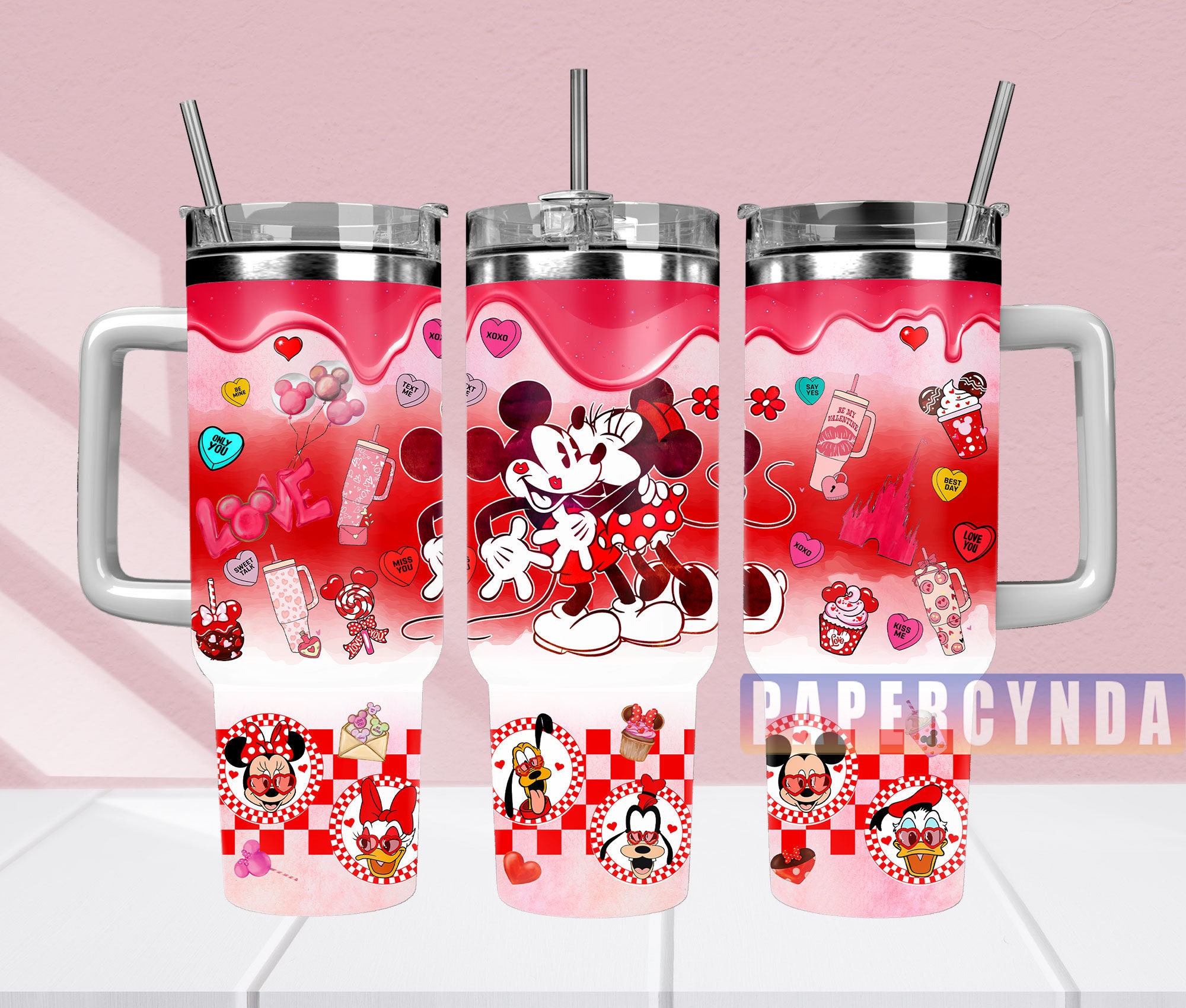 Mickey And Minnie Stanley Tumbler With Handle Personalized Name St5739