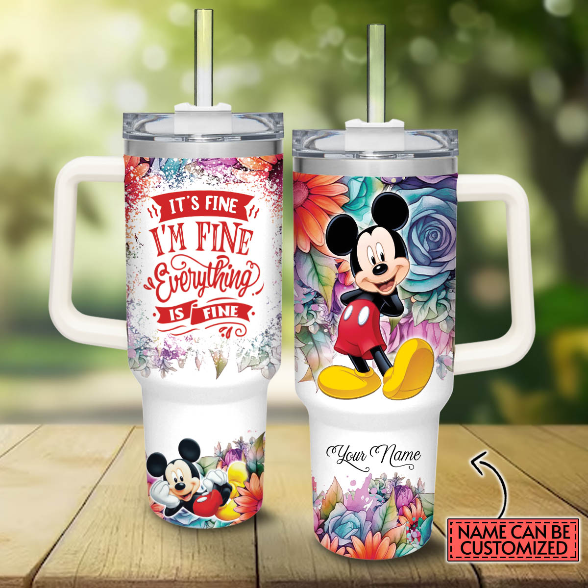 Mickey Mouse And Friends Cartoon Stanley Tumbler With Handle Personalized Name St1125