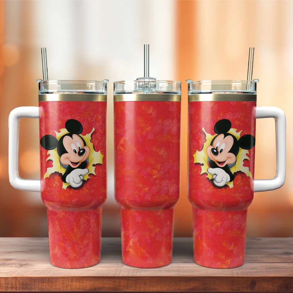 Mickey Mouse Cartoon Stanley Tumbler With Handle Personalized Name St7570