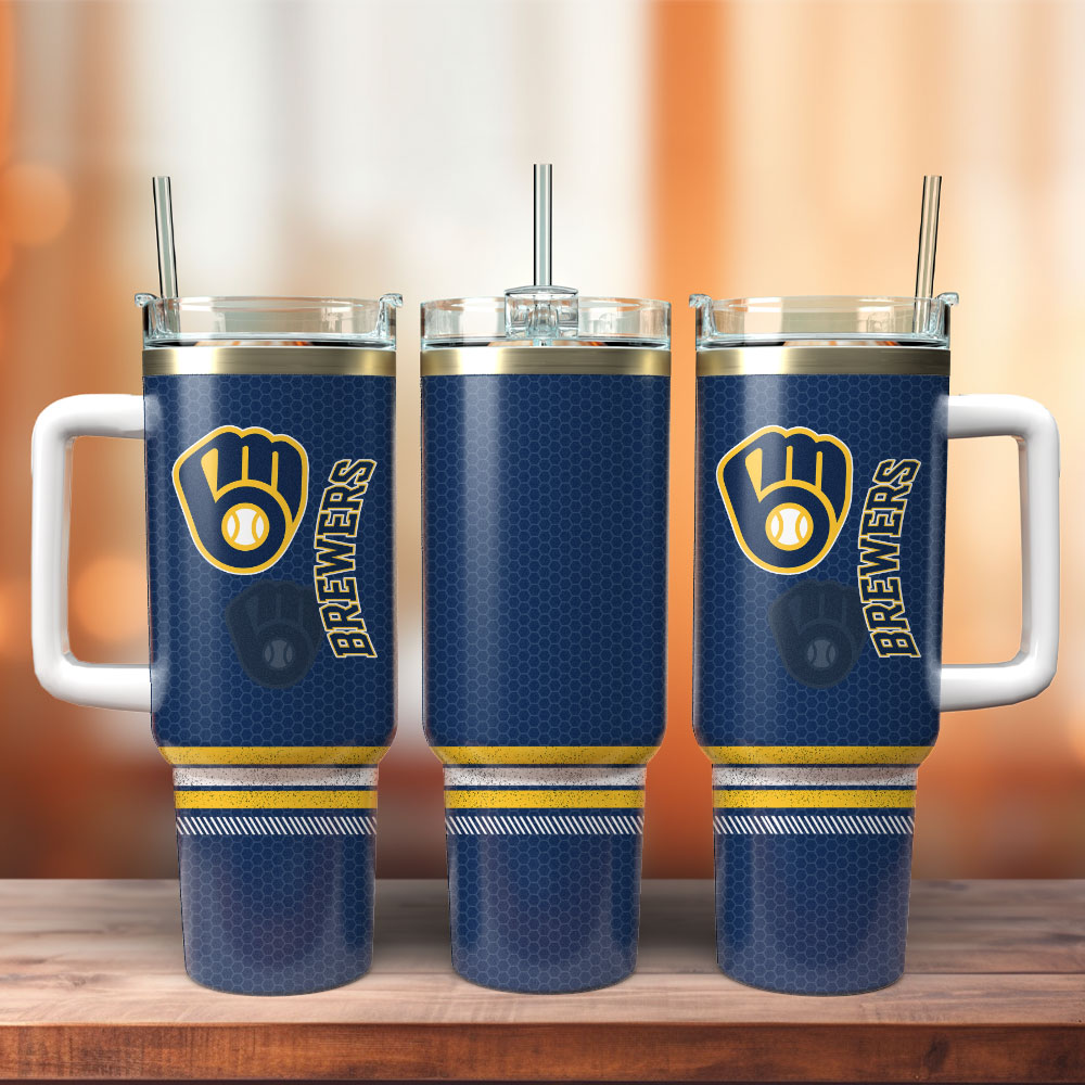 Milwaukee Brewers Baseball MLB Sport Stanley Tumbler With Handle Personalized Name St8783