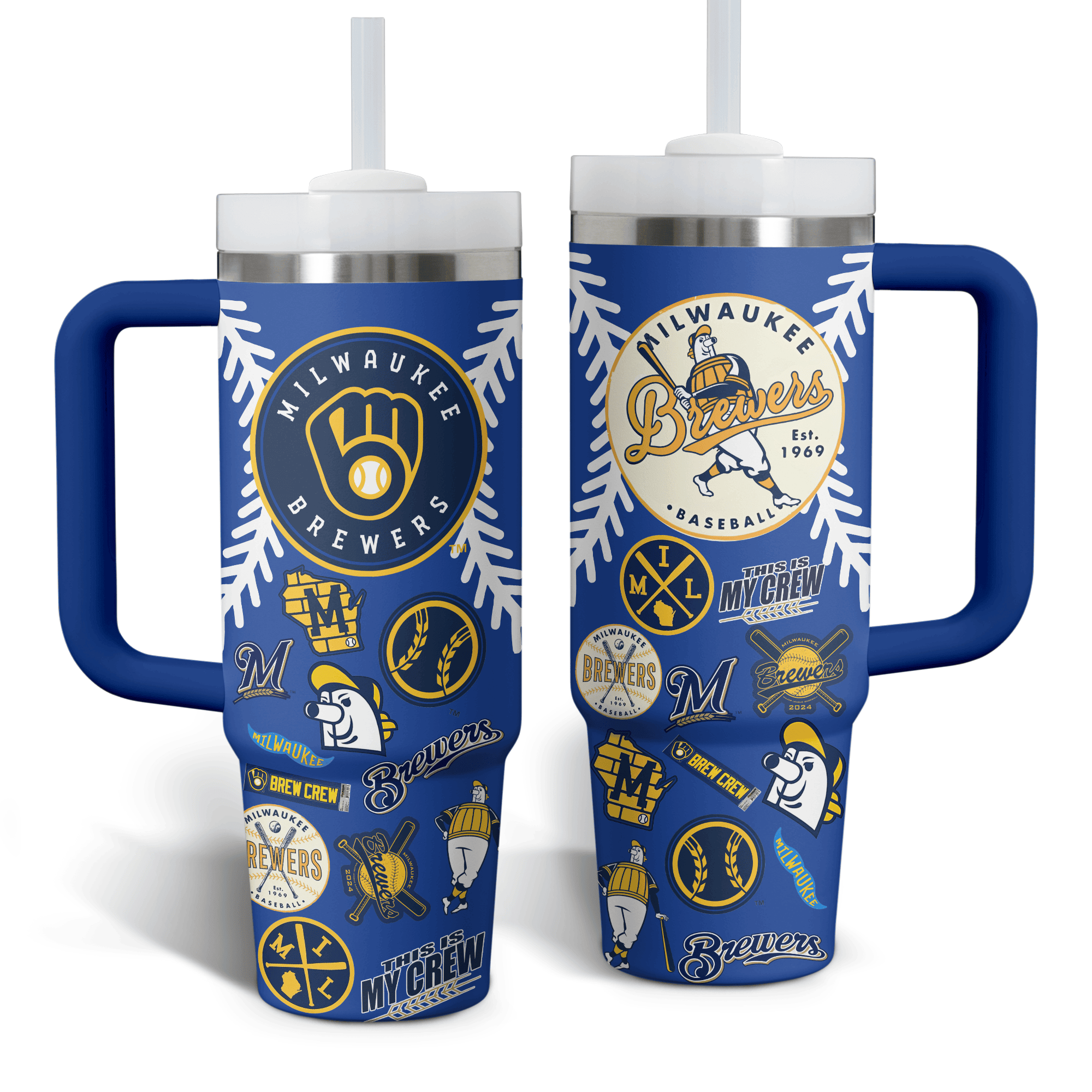 Milwaukee Brewers MLB Stanley Tumbler With Handle Personalized Name St1447