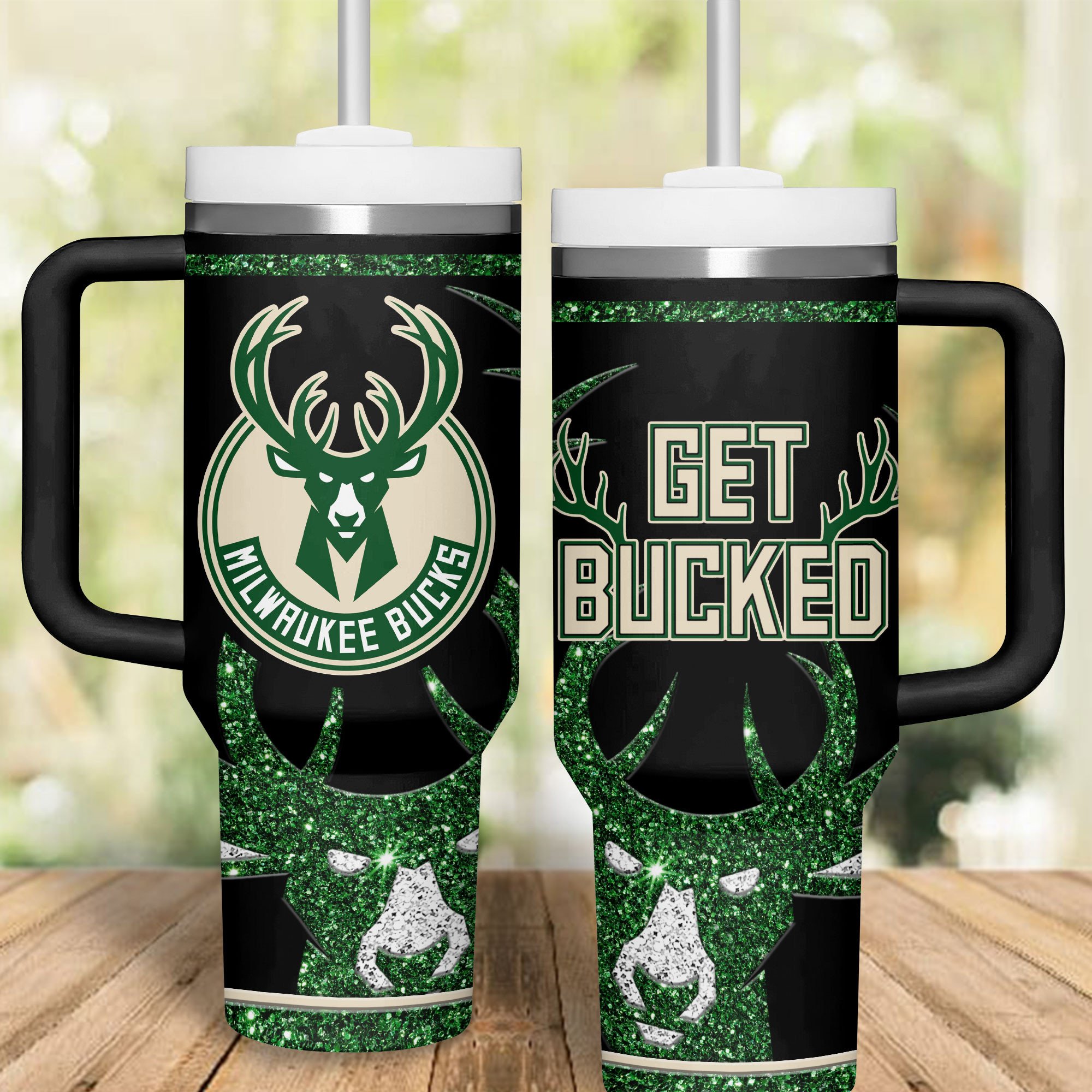 Milwaukee Bucks NBA Stanley Tumbler With Handle Personalized Name St2581