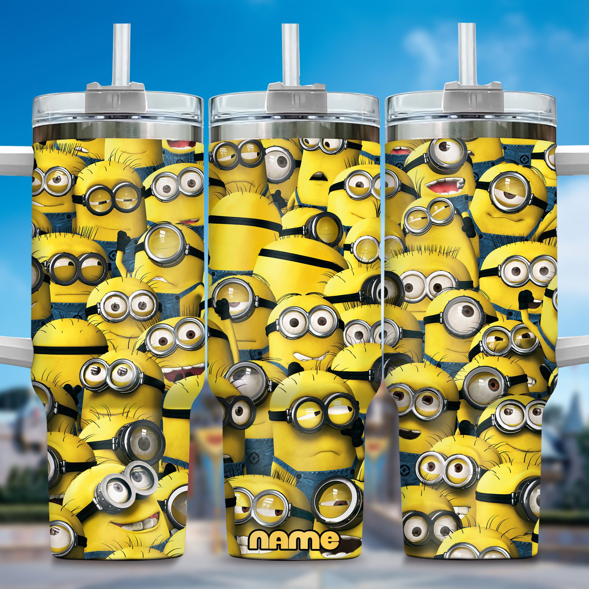 Minion Cartoon Stanley Tumbler With Handle Personalized Name St6518