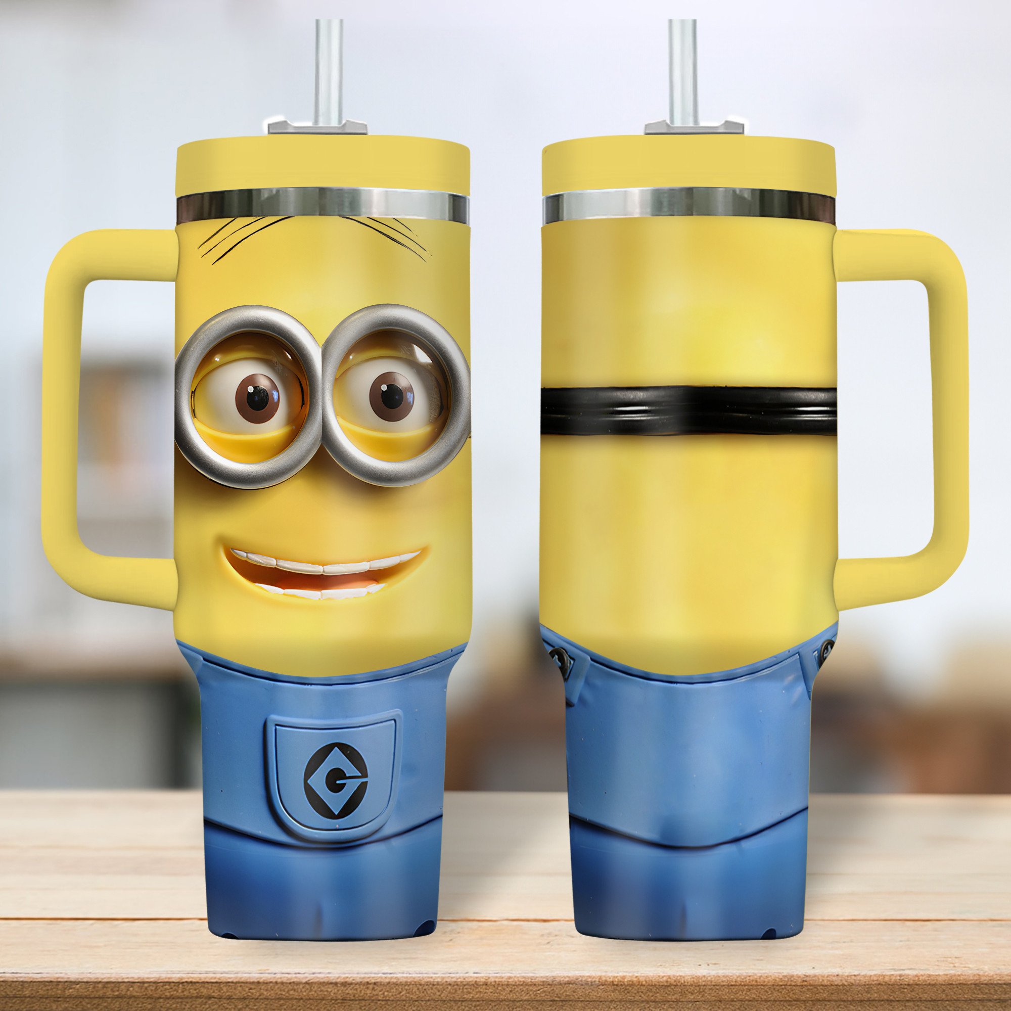 Minions Cartoon Stanley Tumbler With Handle Personalized Name St1467