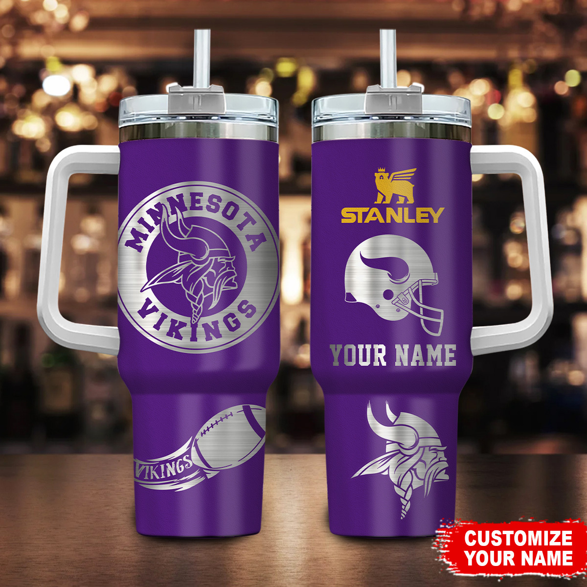 Minnesota Vikings NFL Stanley Tumbler With Handle Personalized Name St4113
