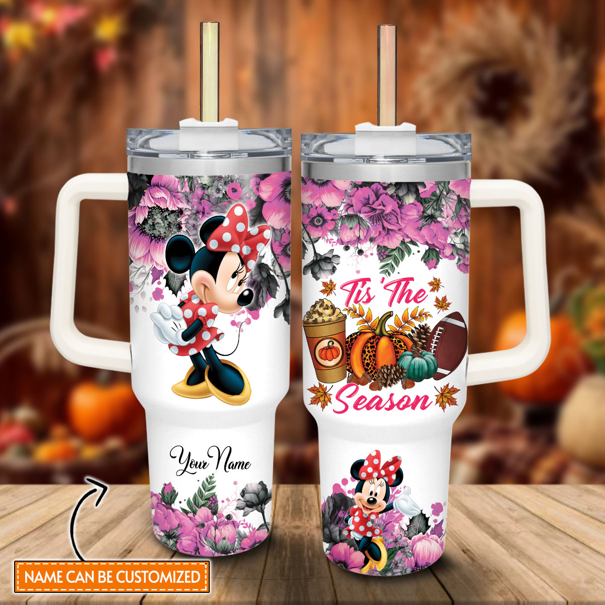 Minnie Mickey Mouse And Friends Cartoon Stanley Tumbler With Handle Personalized Name St7268