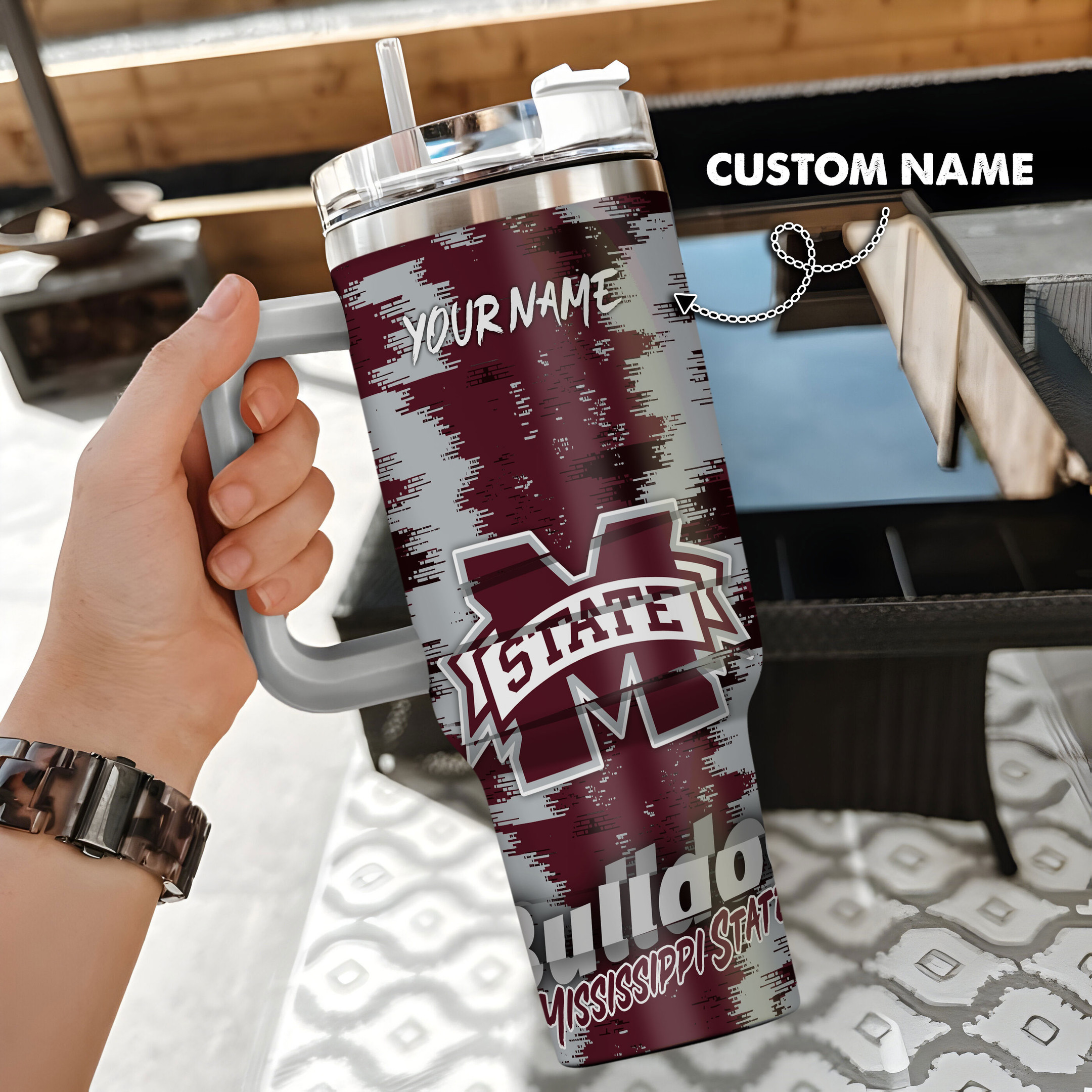 Mississippi State Bulldog Stanley Tumbler Personalized Name St3764