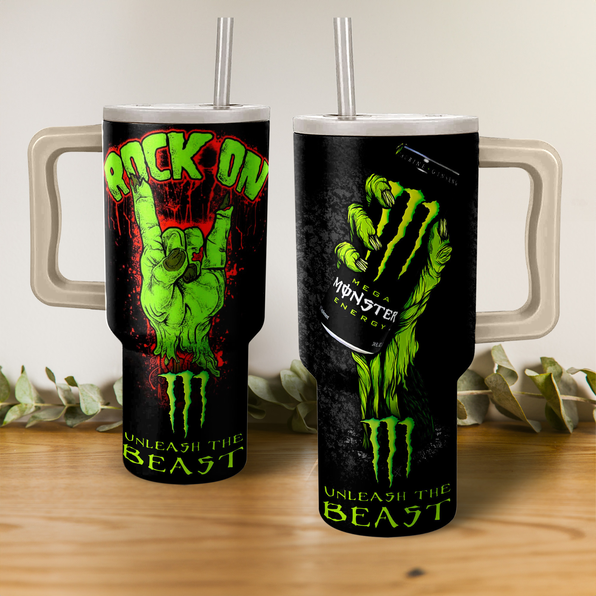 Monster Energy Stanley Tumbler With Handle Personalized Name St6783