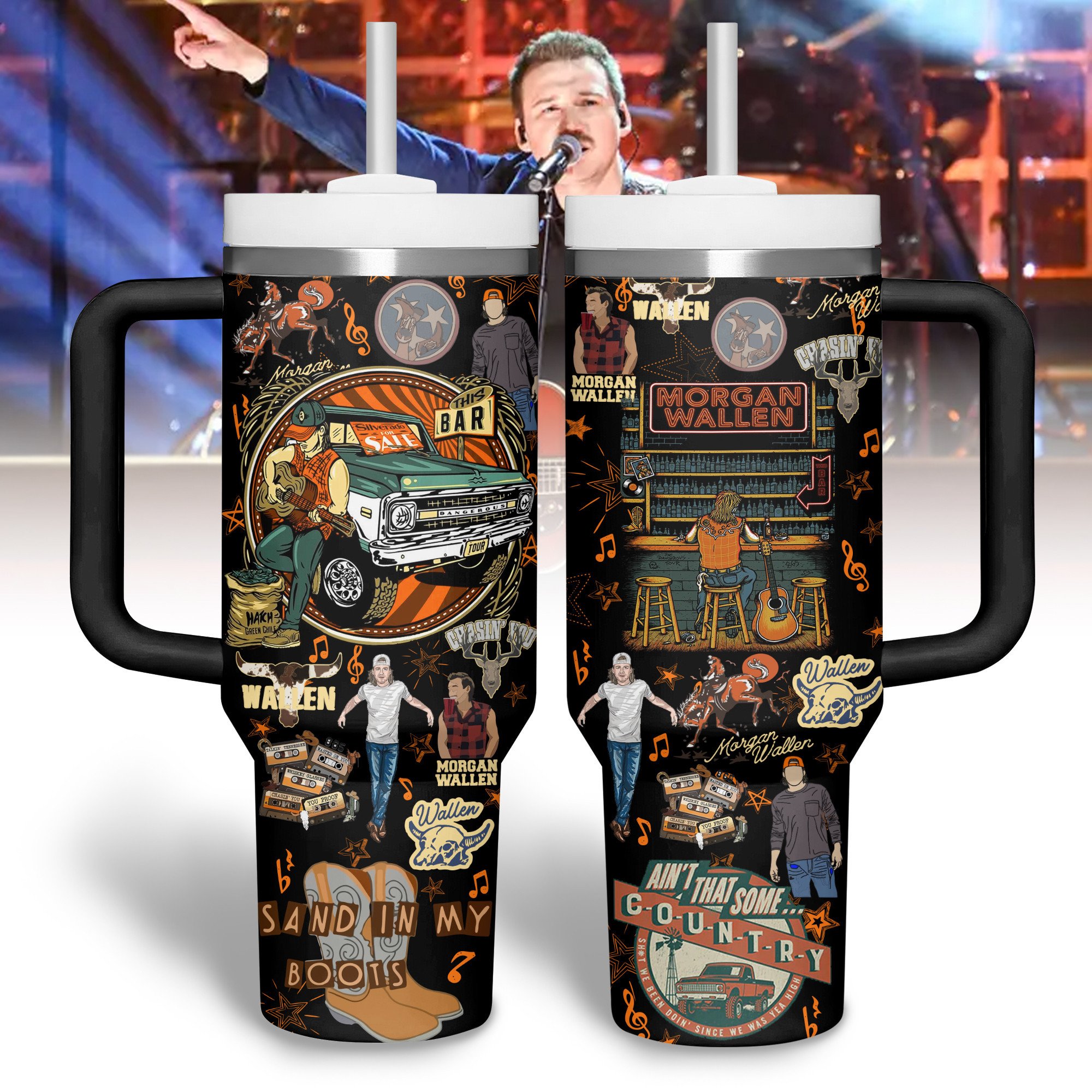Morgan Wallen Music Stanley Tumbler With Handle Personalized Name St9673