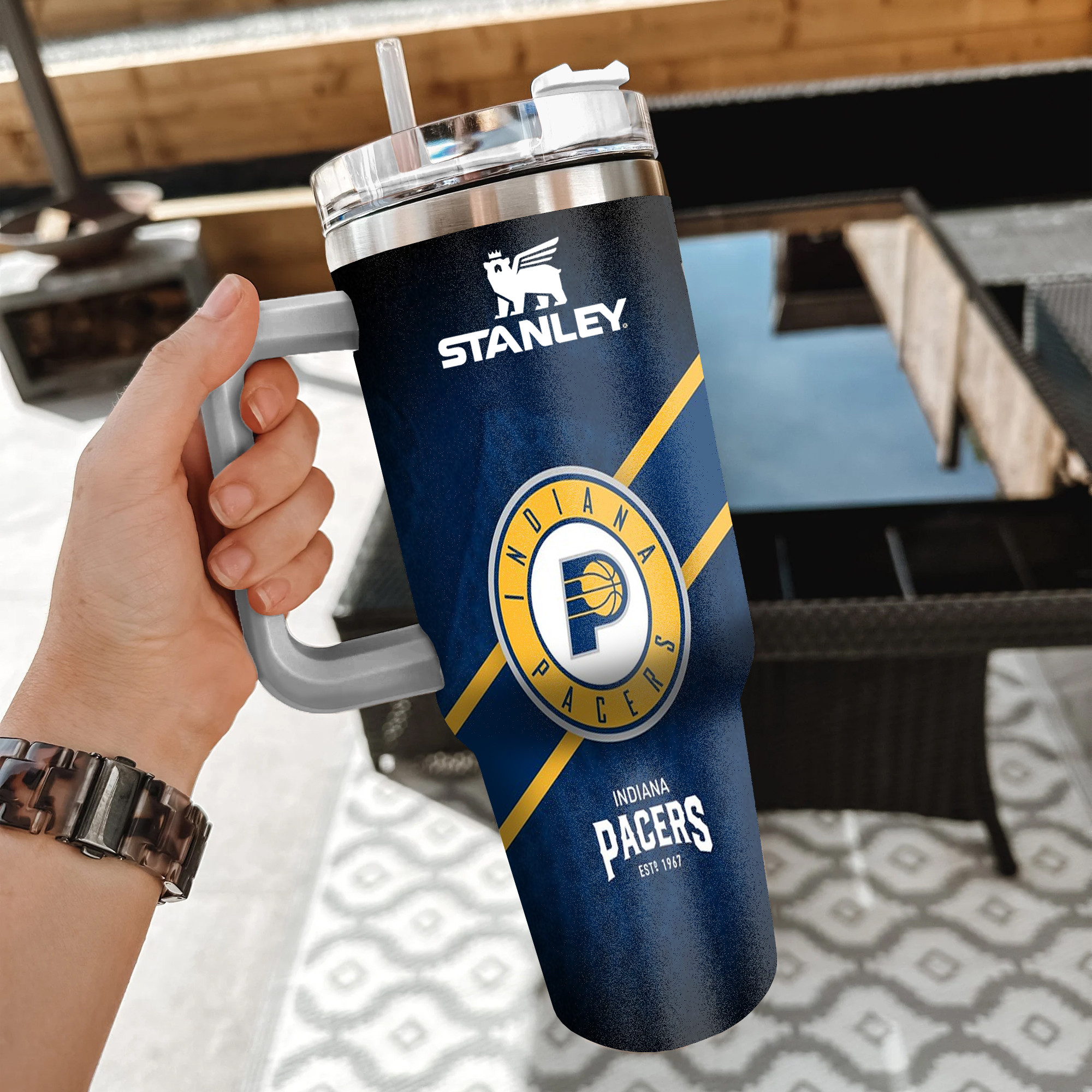 NBA Indiana Pacers Stanley Tumbler With Handle Personalized Name St6414