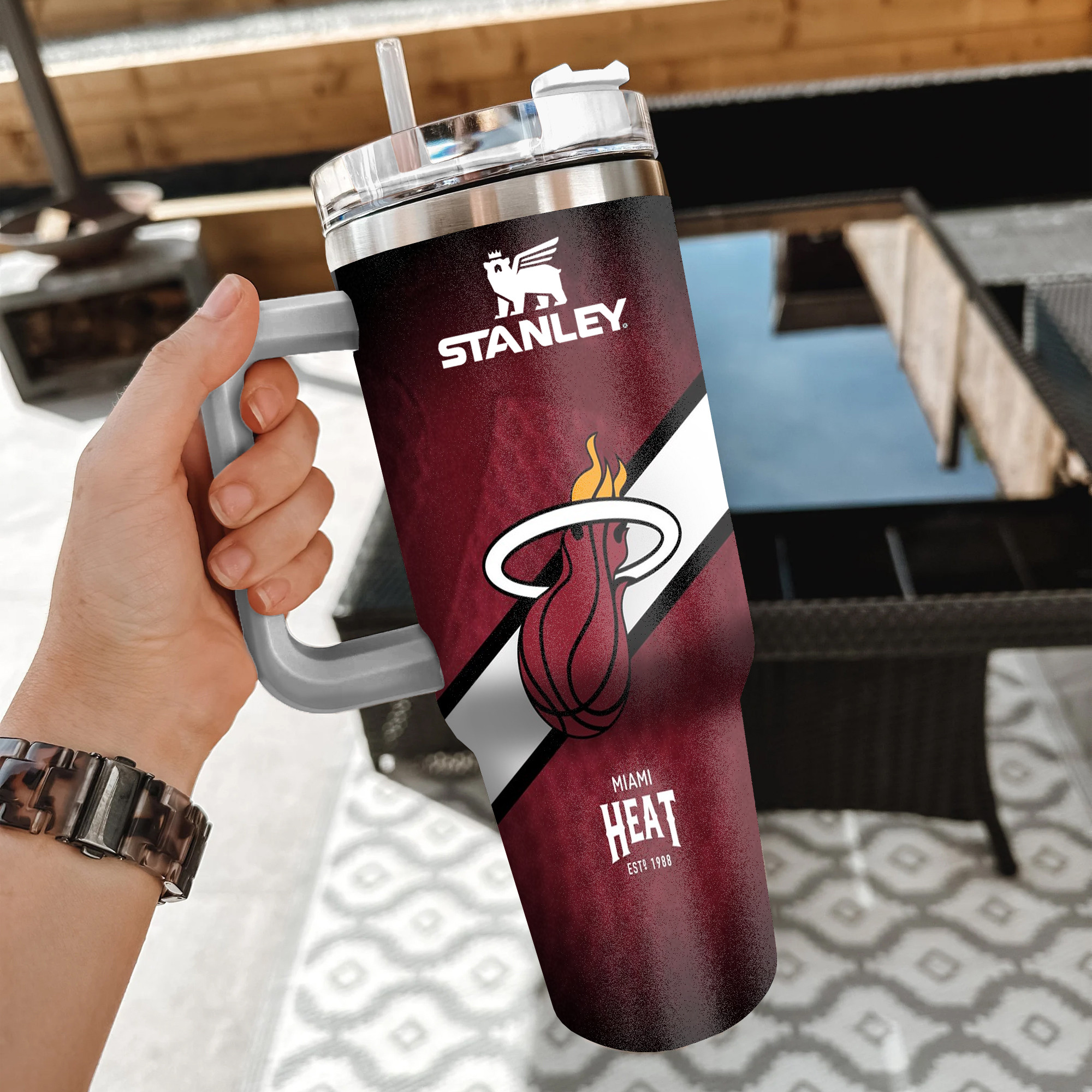 NBA Miami Heat Stanley Tumbler With Handle Personalized Name St5857